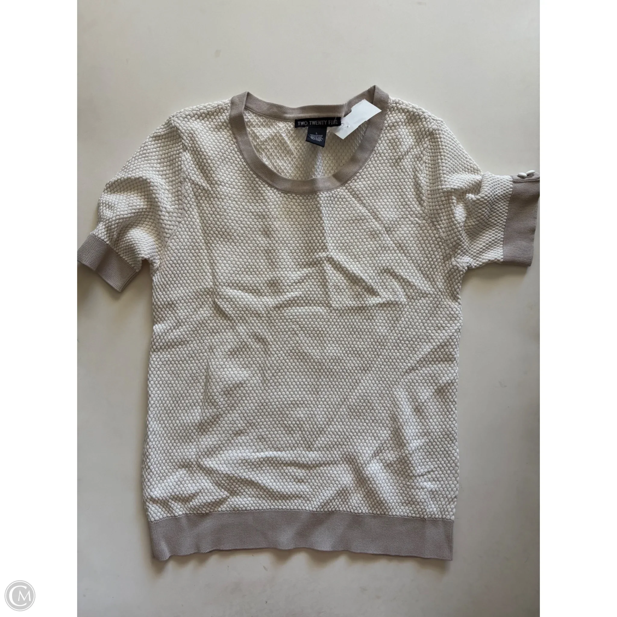 Sweater Short Sleeve By Two Twenty Five In Cream, Size: L - Image 1