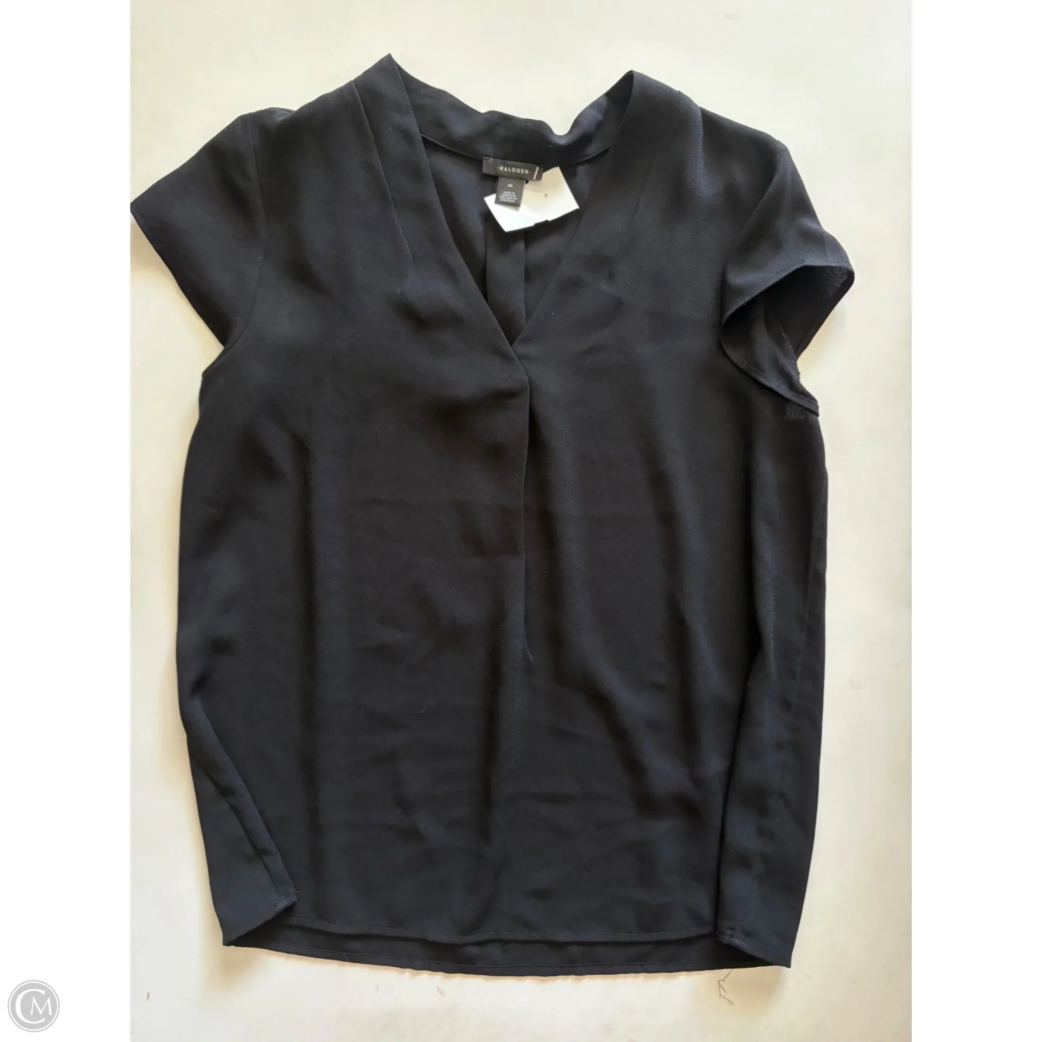 Blouse Short Sleeve By Halogen In Black, Size: M - Image 1