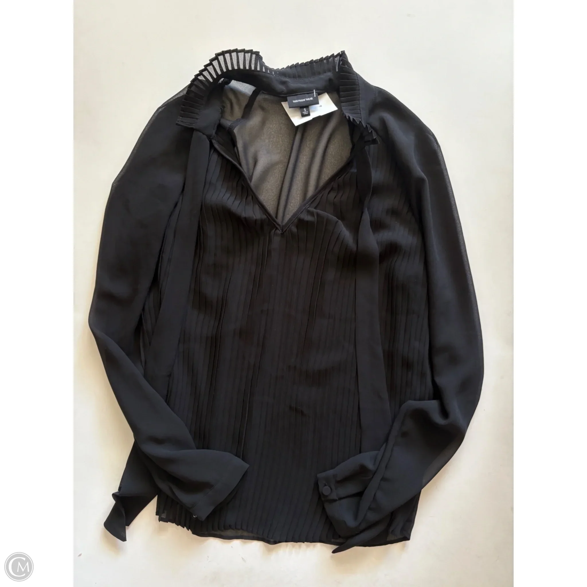 Blouse Long Sleeve By Who What Wear In Black, Size: S - Image 1