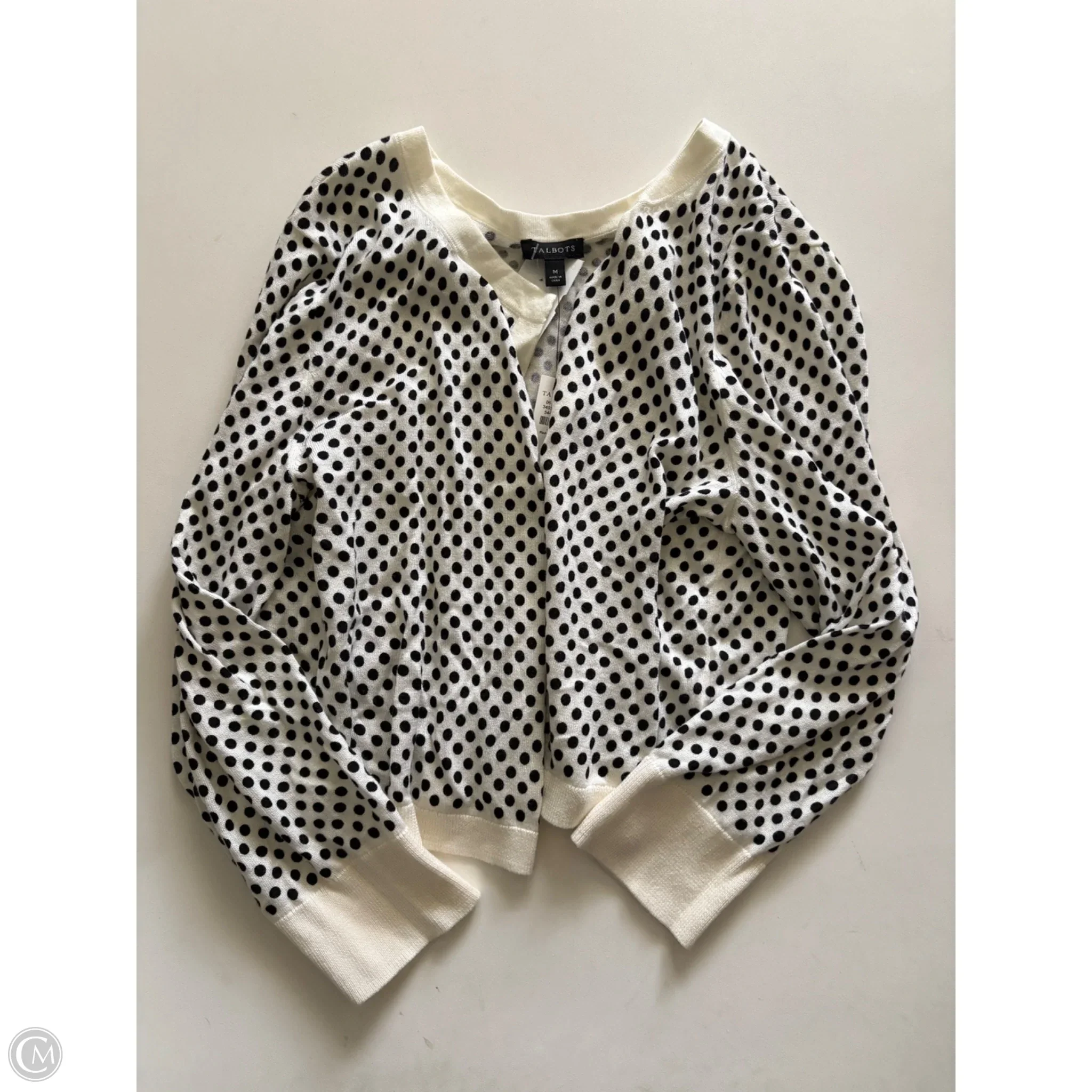 Sweater Cardigan By Talbots In Polkadot Pattern, Size: M - Image 1