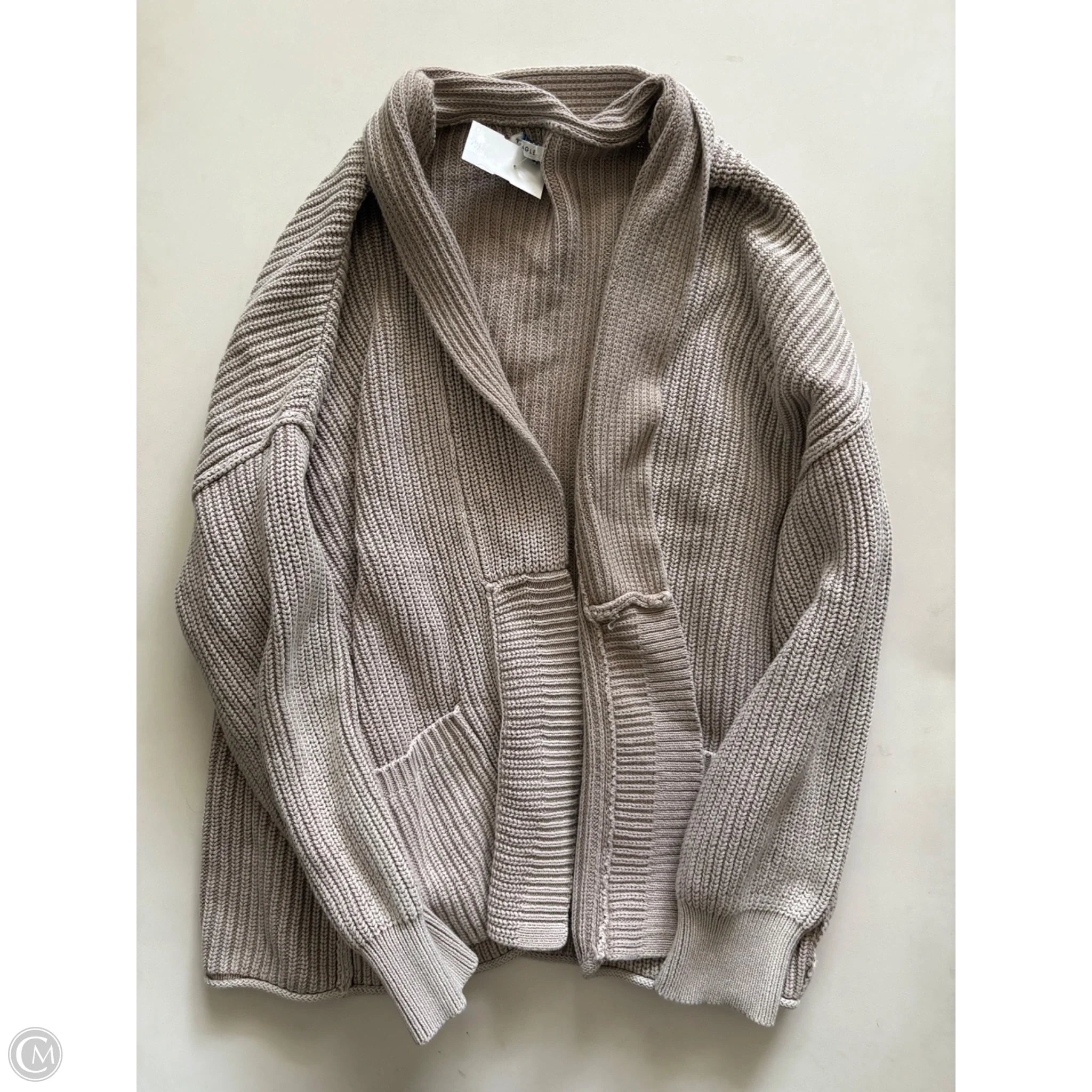 Sweater Cardigan By American Eagle In Taupe, Size: L - Image 1