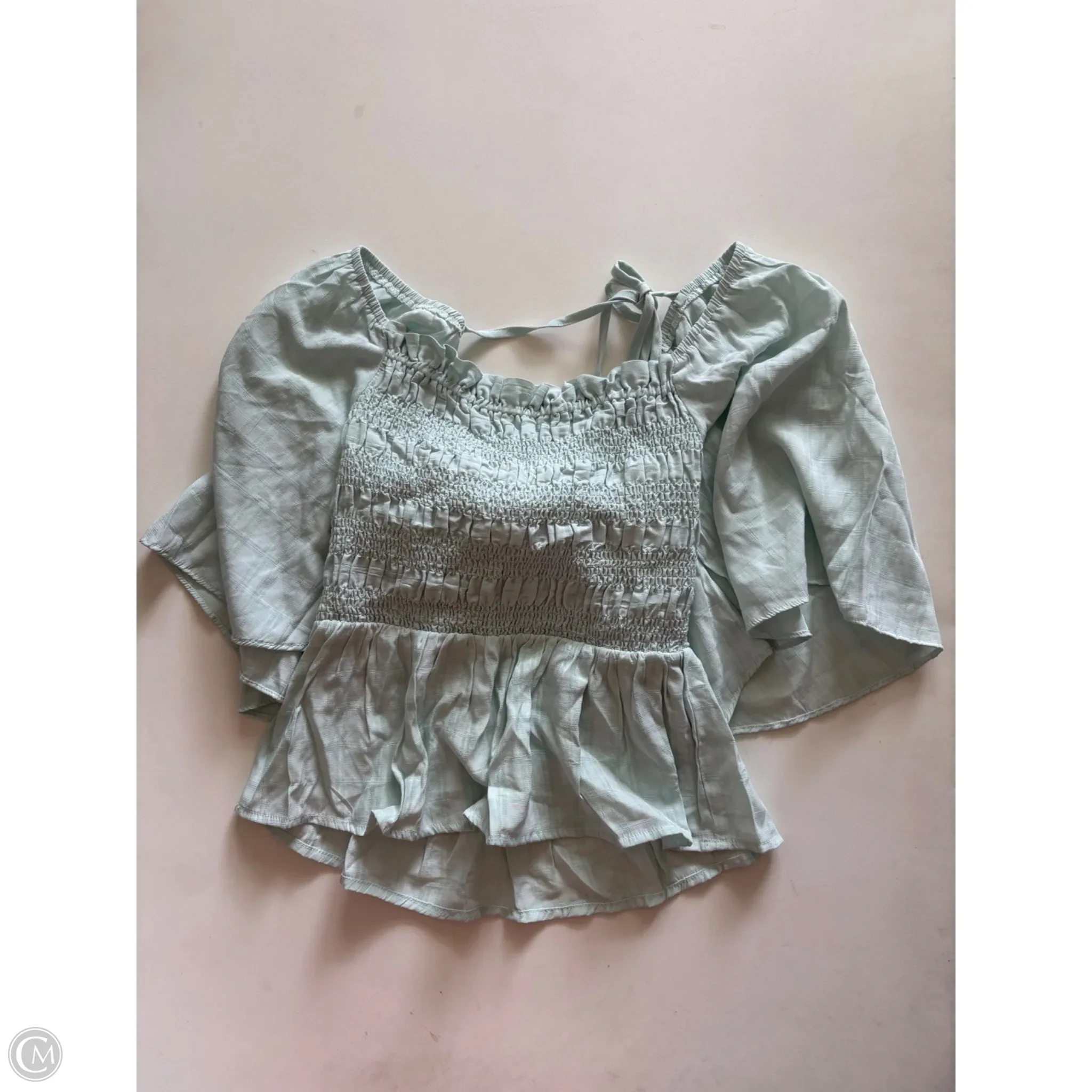Blouse Long Sleeve By Pink Lily In Green, Size: S