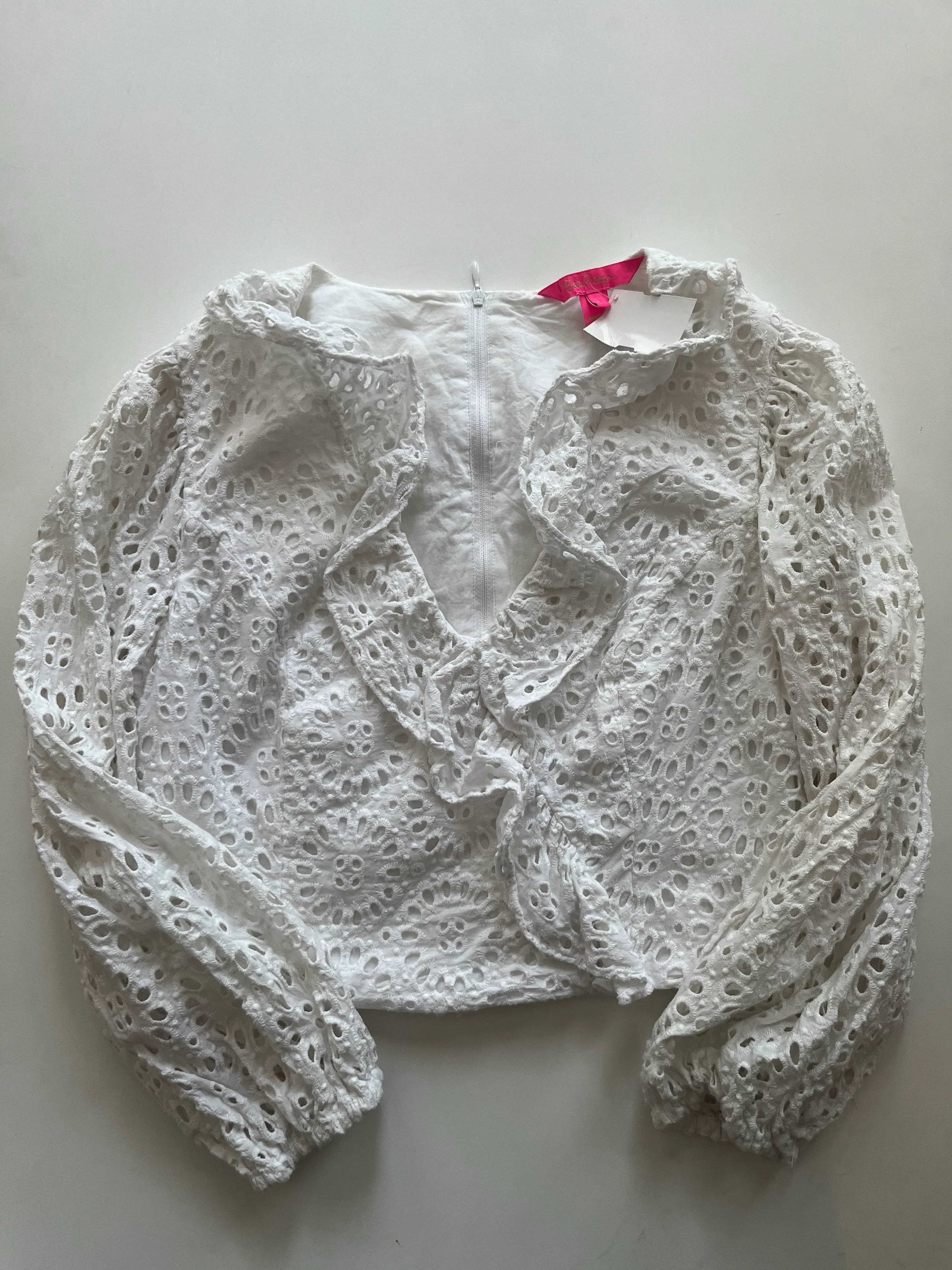 White Blouse Long Sleeve Lilly Pulitzer, Size 8 - Image 1