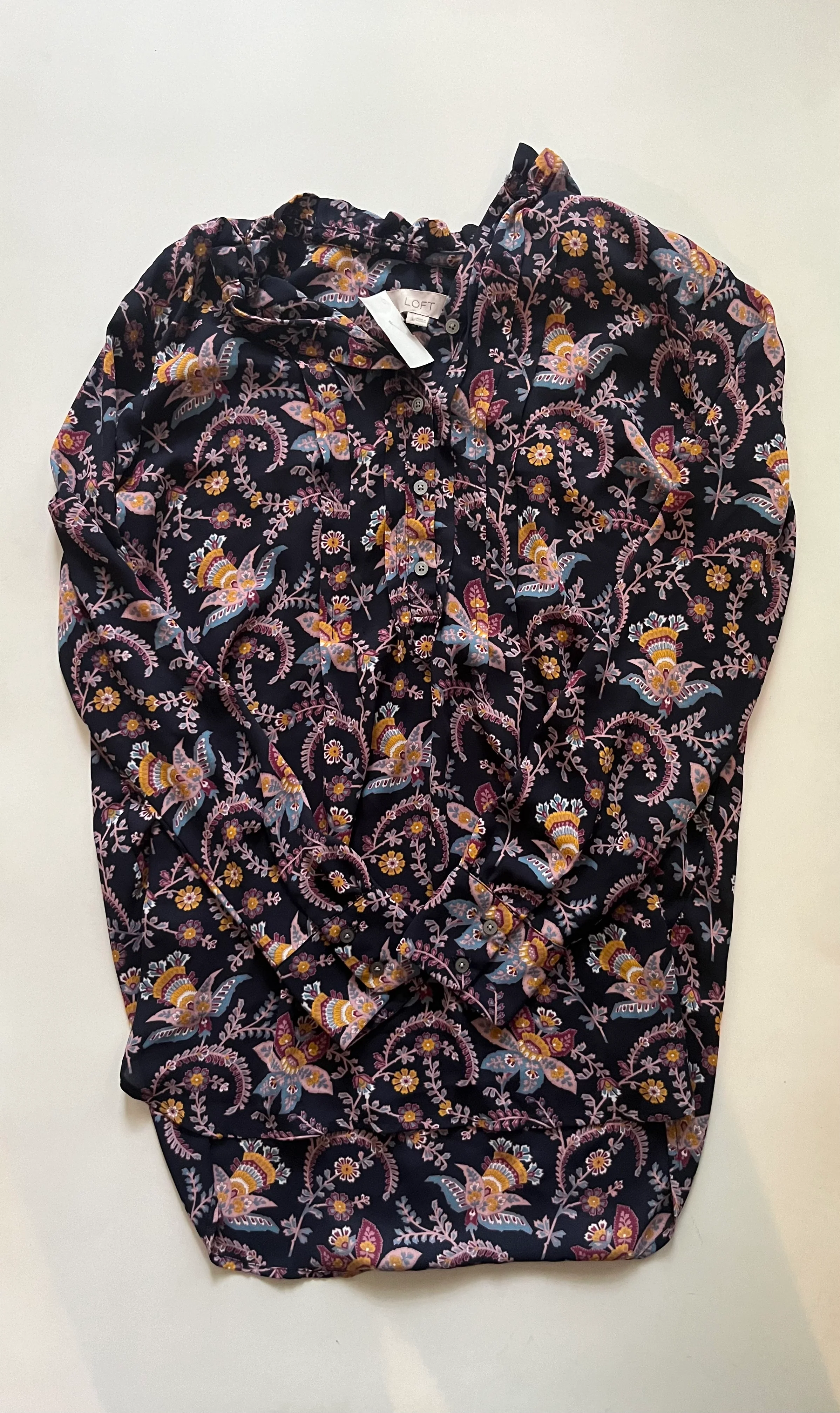 Floral Blouse Long Sleeve Loft, Size S - Image 1