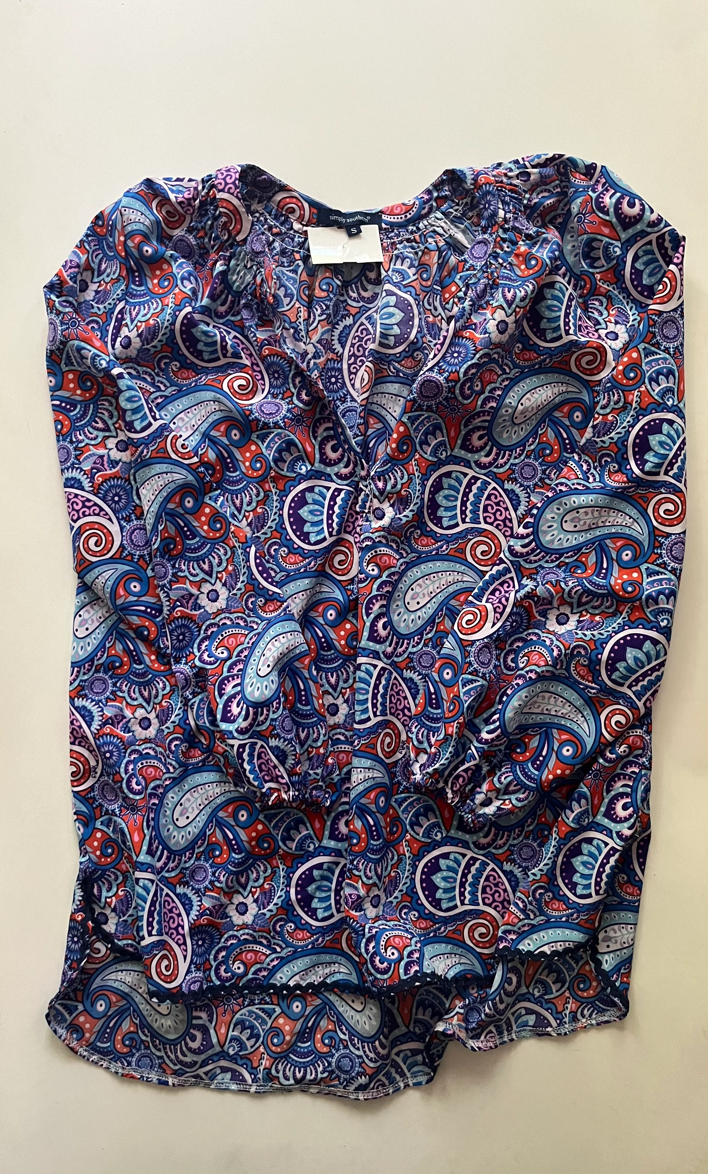 Blouse Long Sleeve By Simply Southern In Multi-colored, Size: S - Image 1
