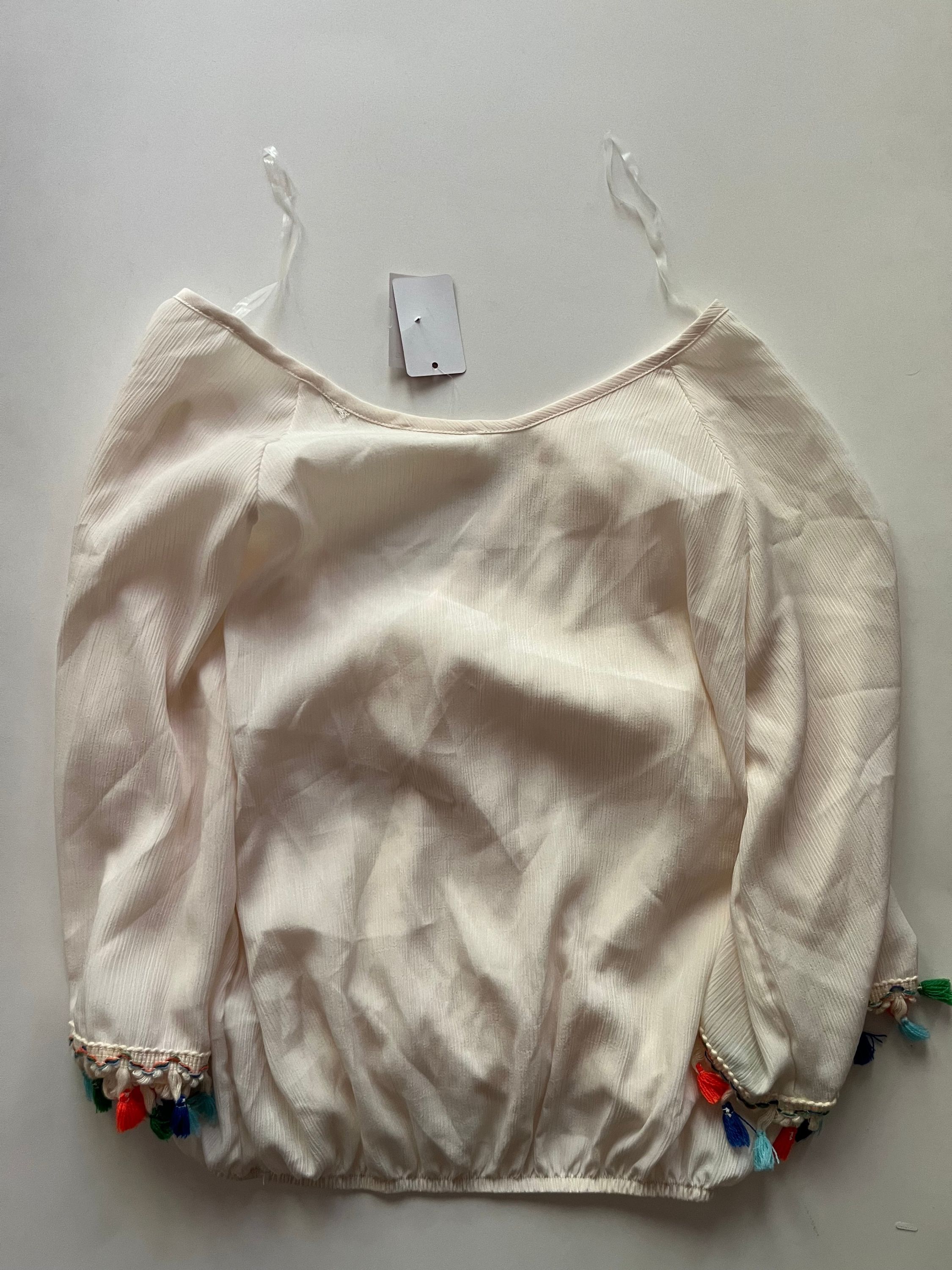 Blouse Short Sleeve By Vestique In Cream, Size: L - Image 2