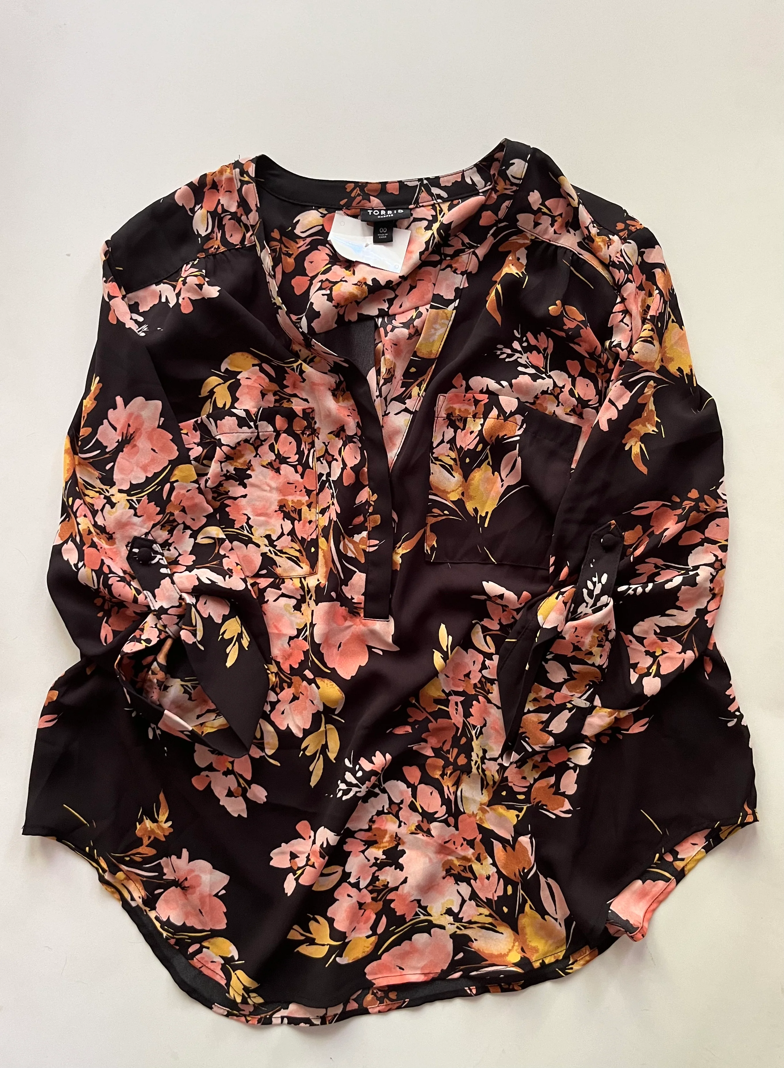 Blouse Long Sleeve By Torrid In Floral, Size: M - Image 1