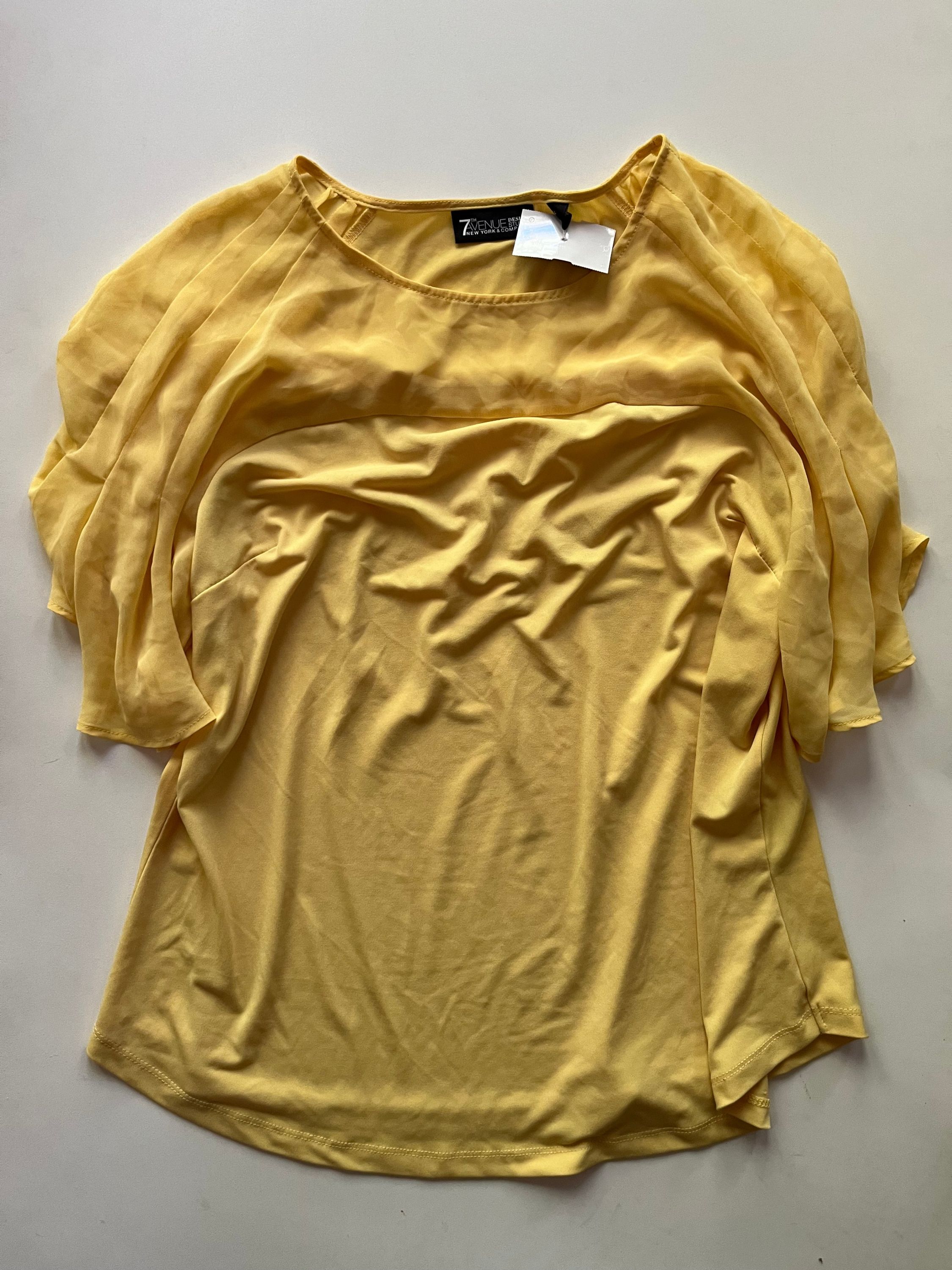 Blouse Short Sleeve By New York And Co In Yellow, Size: L - Image 1