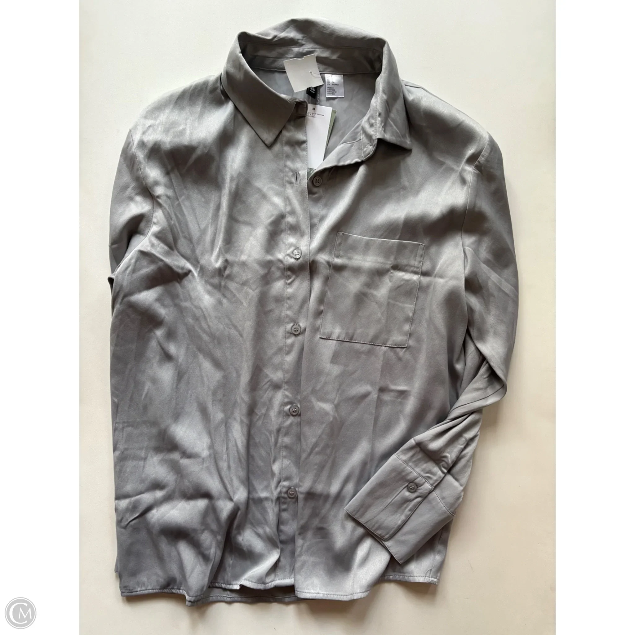 Blouse Long Sleeve By Divided In Silver, Size: S - Image 1