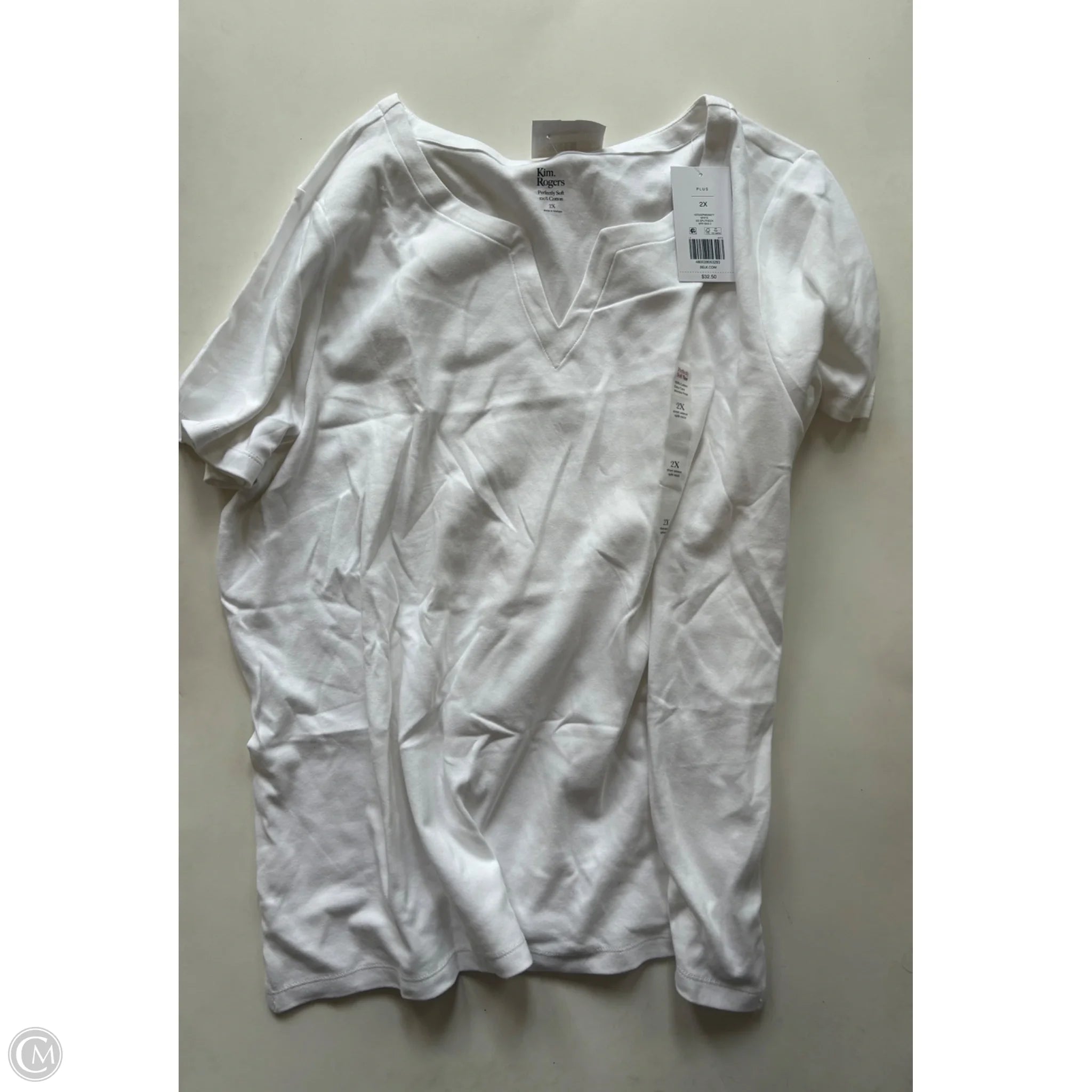 Blouse Short Sleeve By Kim Rogers In White, Size: 2x - Image 1