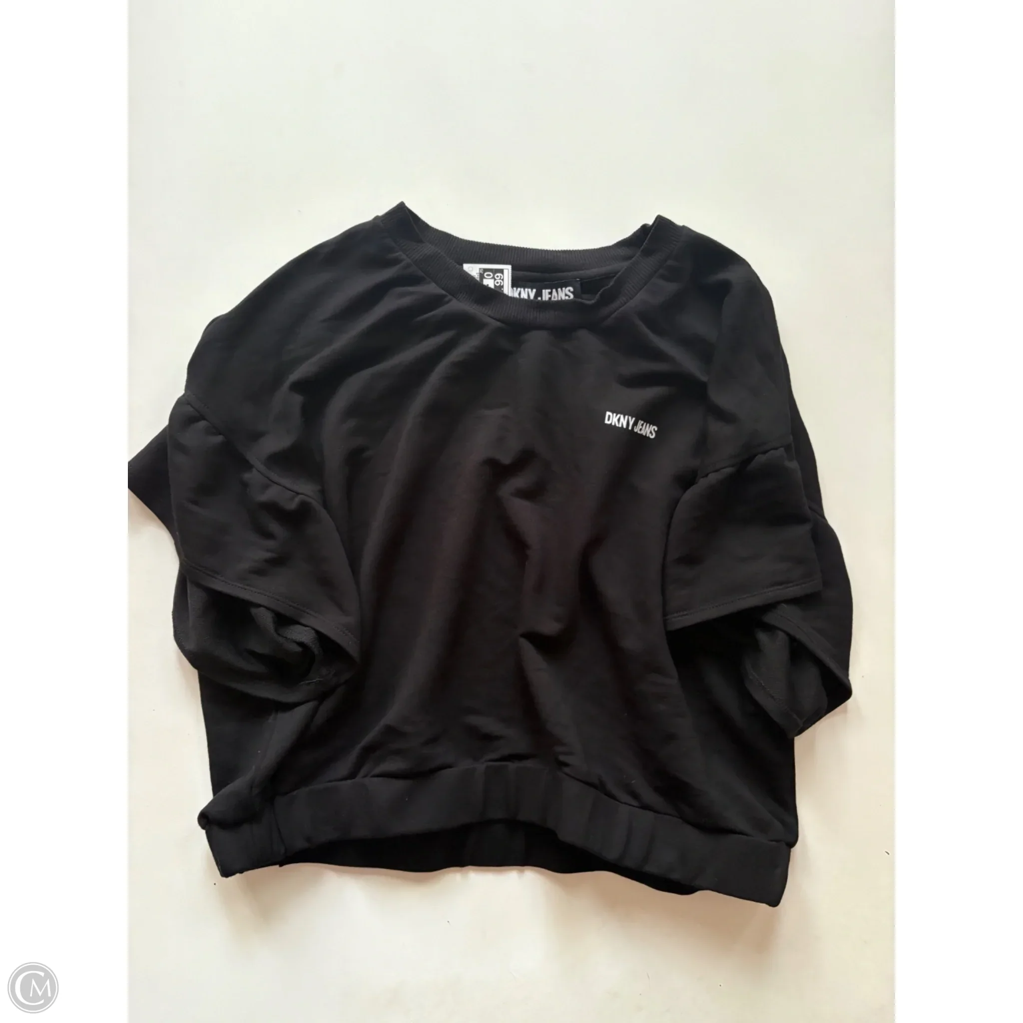 Blouse Short Sleeve By Dkny In Black, Size: L - Image 1