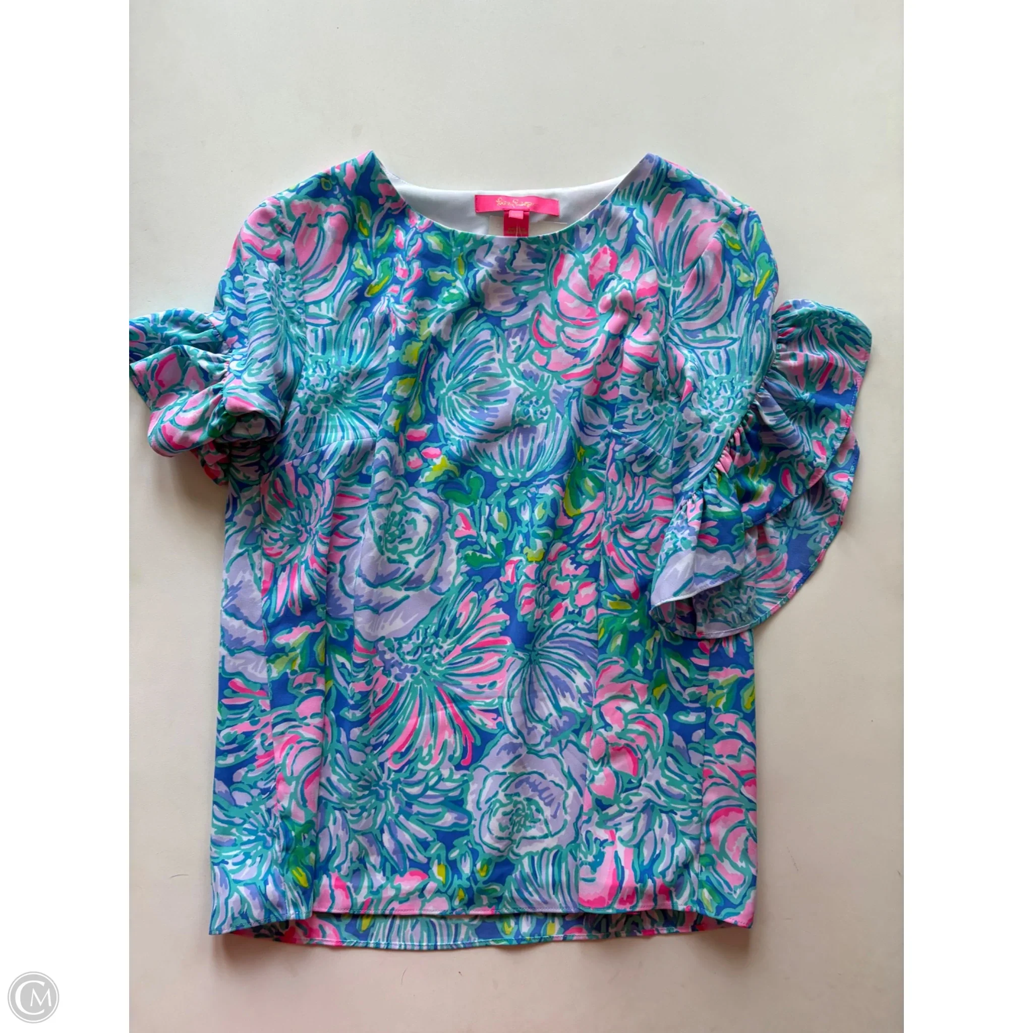 Top Short Sleeve Designer By Lilly Pulitzer In Blue, Size: Xxs - Image 1