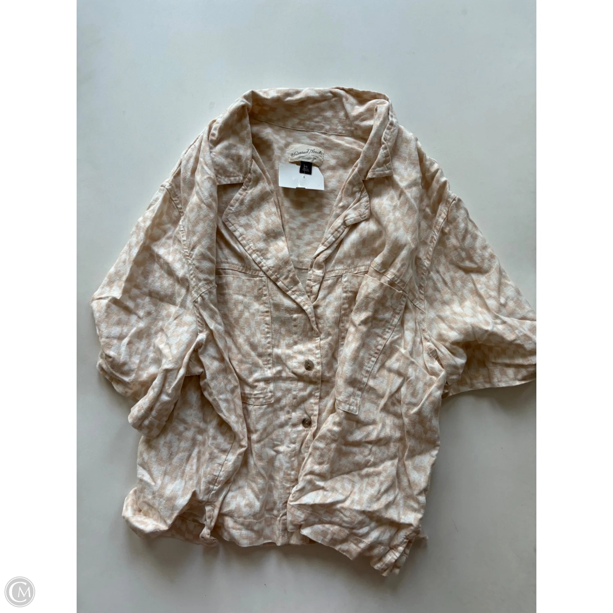Blouse Short Sleeve By Universal Thread In Tan, Size: Xxl - Image 1