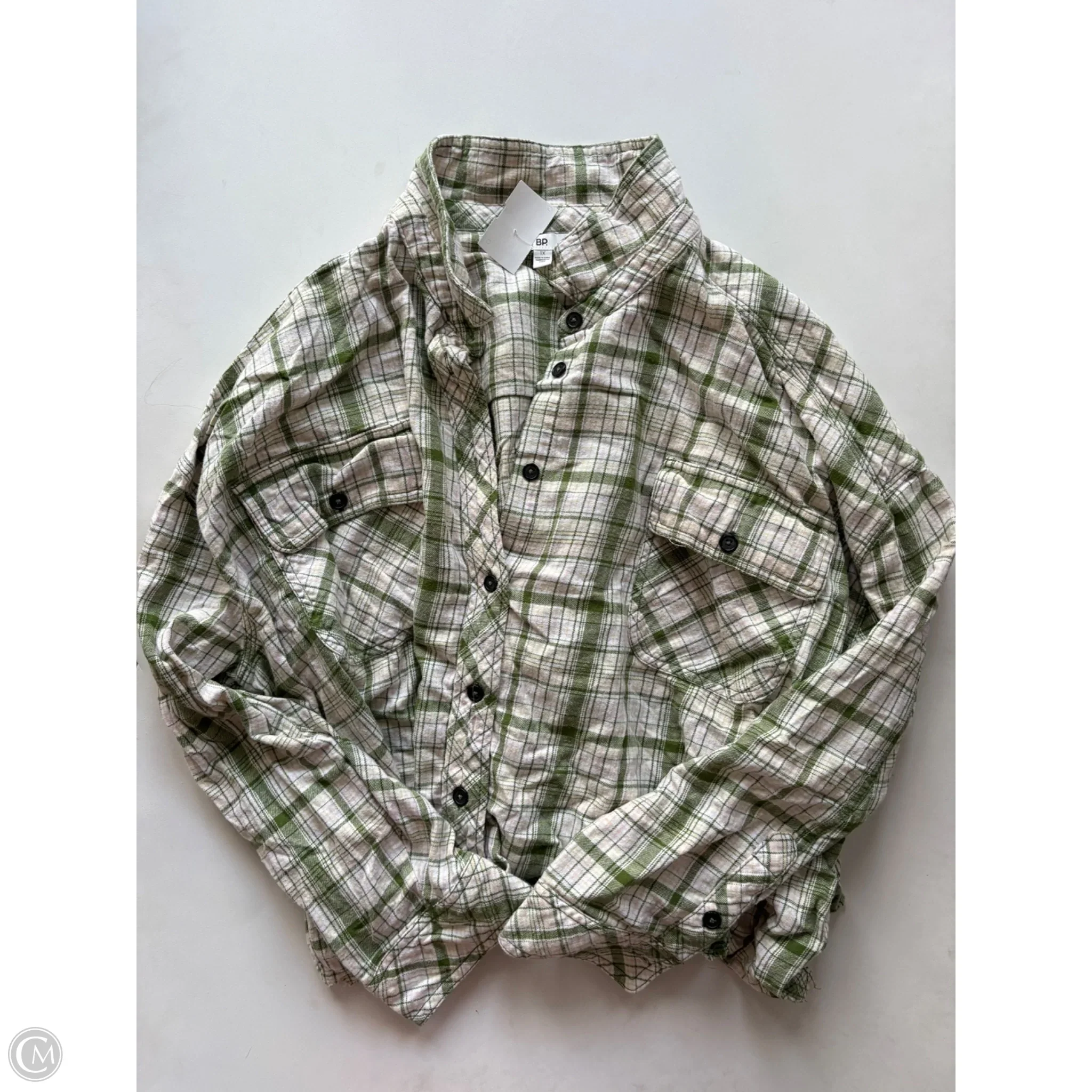 Blouse Long Sleeve By Bp In Plaid Pattern, Size: 1x - Image 1