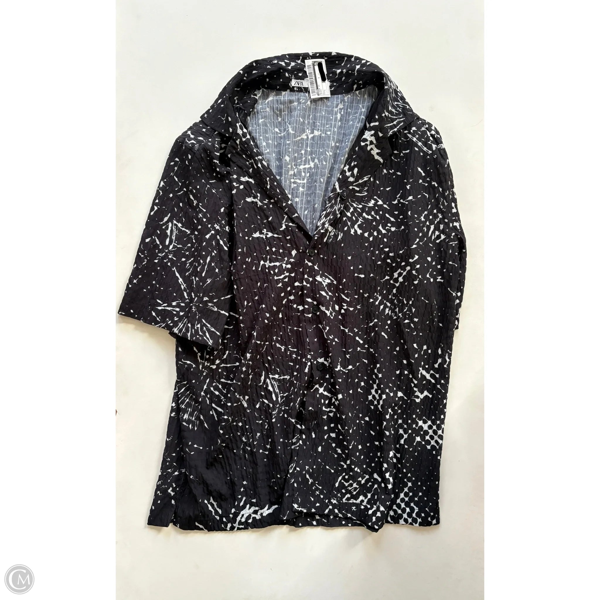 Blouse Short Sleeve By Zara In Black, Size: L - Image 1