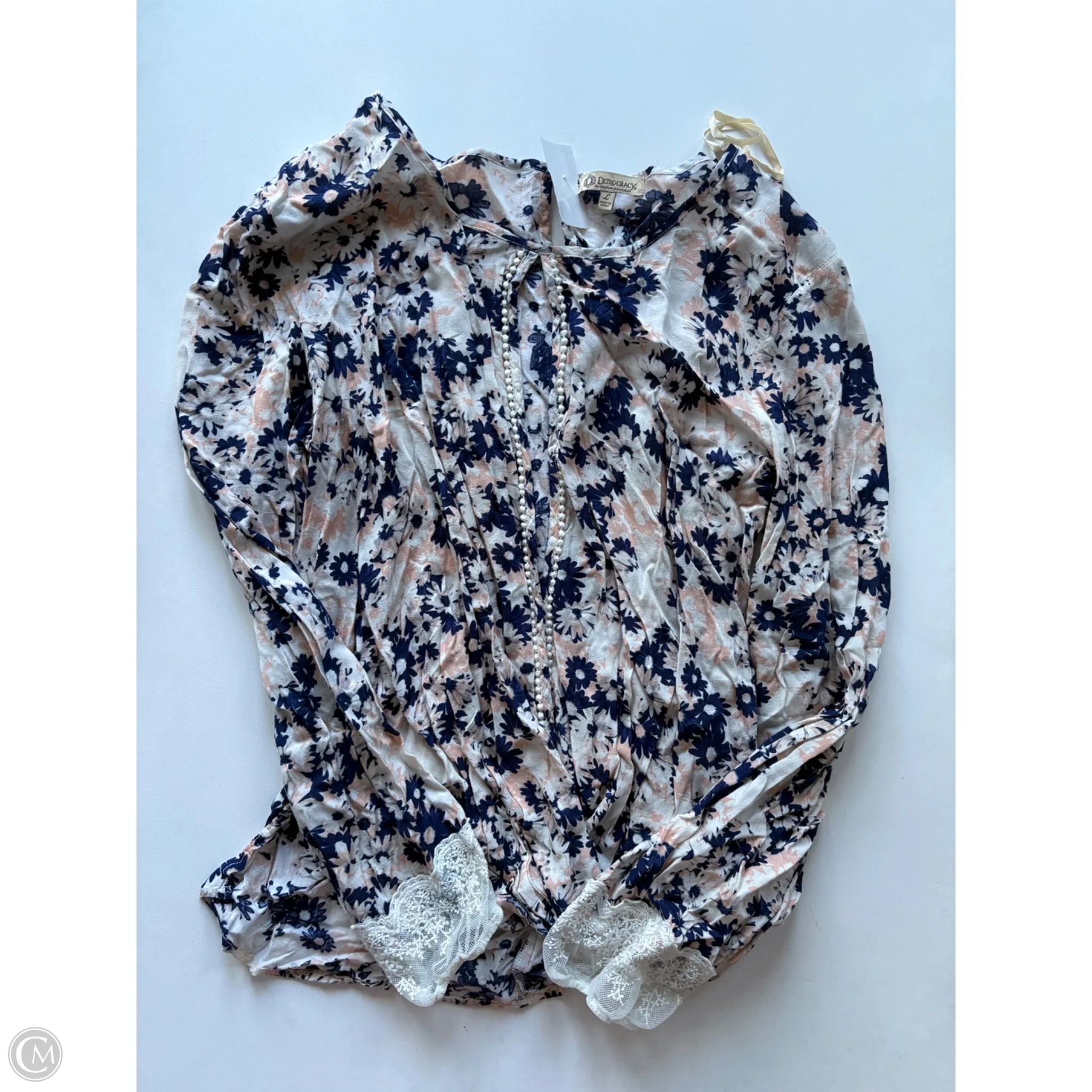 Blouse Long Sleeve By Democracy In Purple, Size: L - Image 1