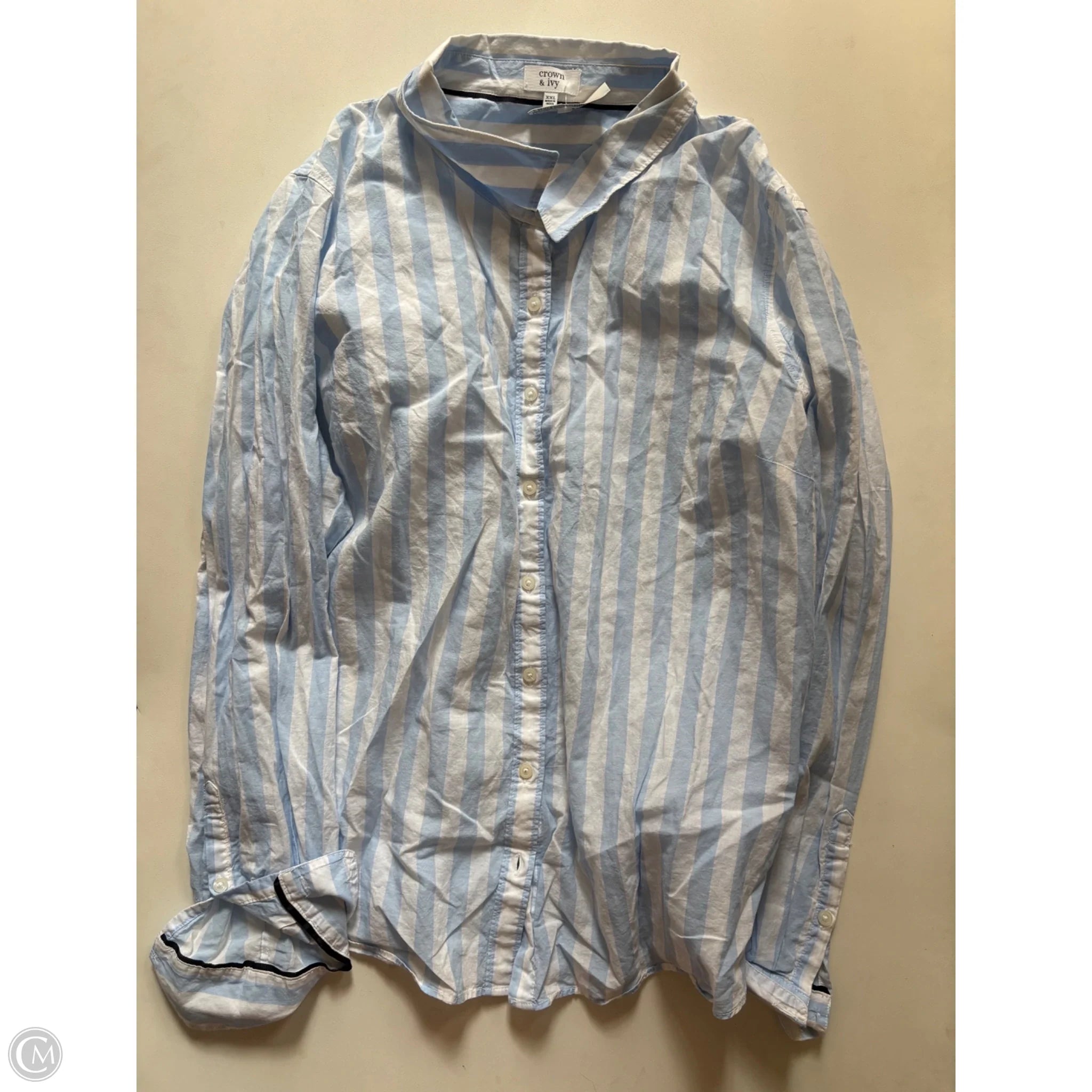 Blouse Long Sleeve By Crown And Ivy In Striped Pattern, Size: Xxl - Image 1