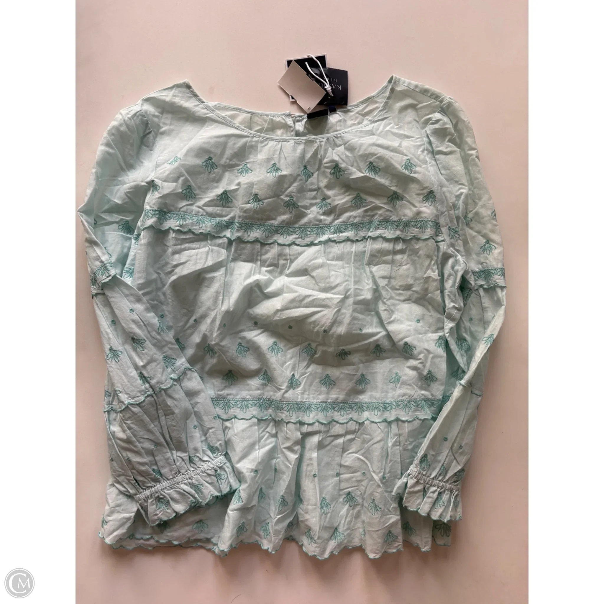 Blouse Long Sleeve By Kaari Blue In Blue, Size: Xl - Image 1