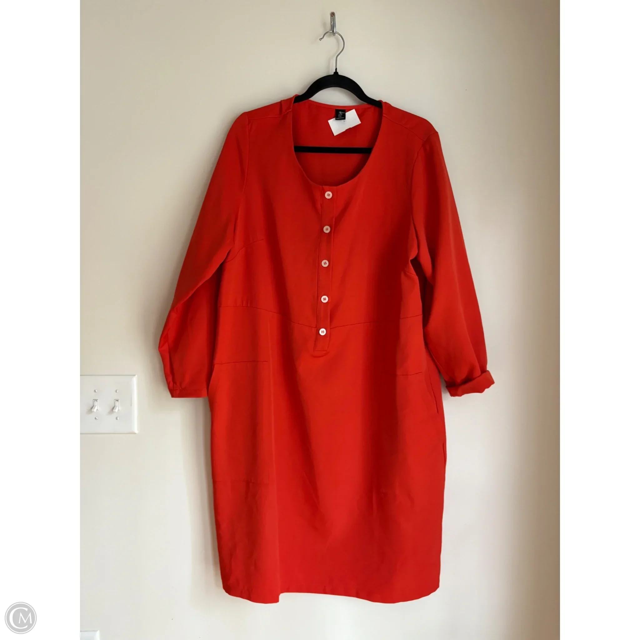 Dress Casual Midi By y of curve In Orange, Size: 1x - Image 1