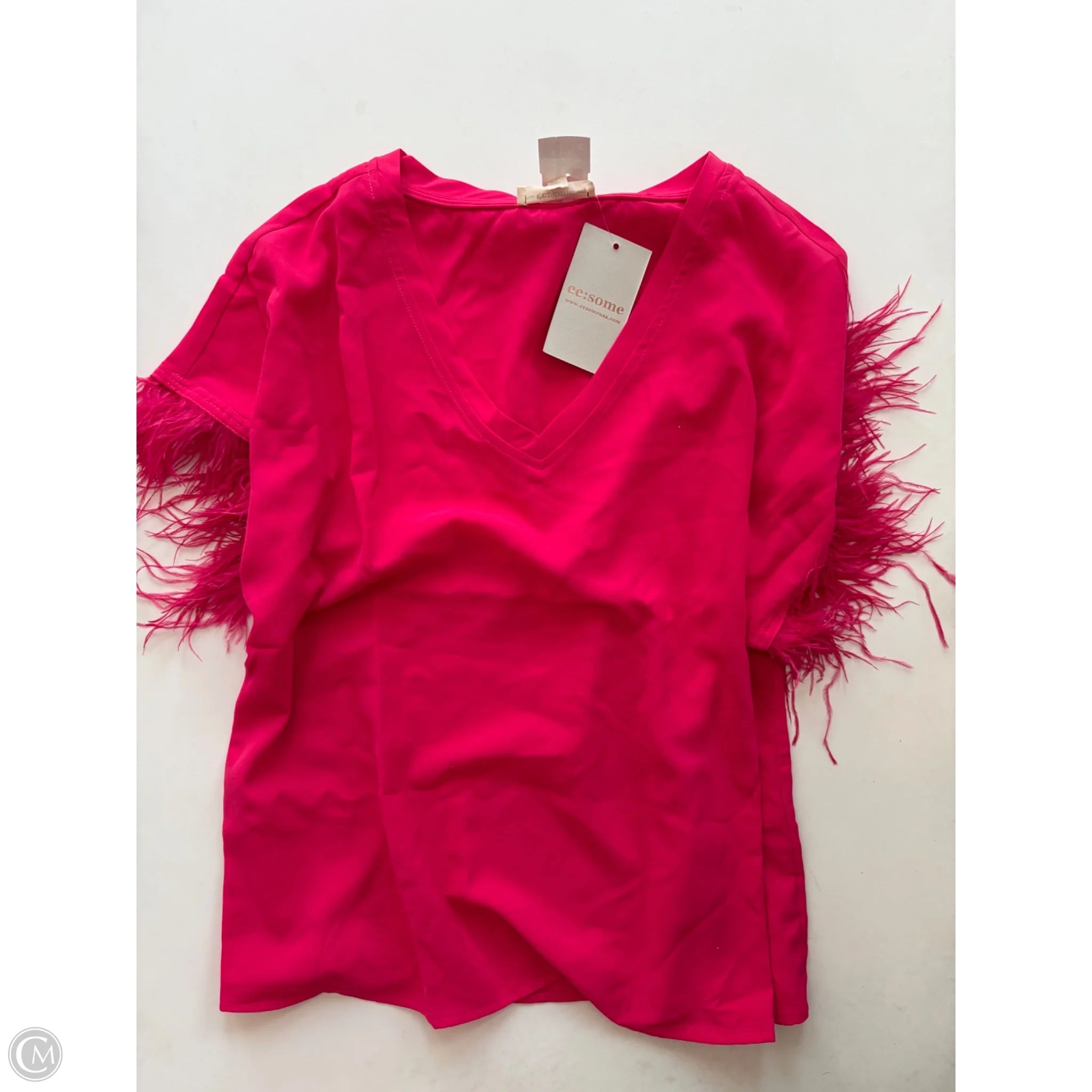 Blouse Short Sleeve By Ee Some In Pink, Size: L - Image 1