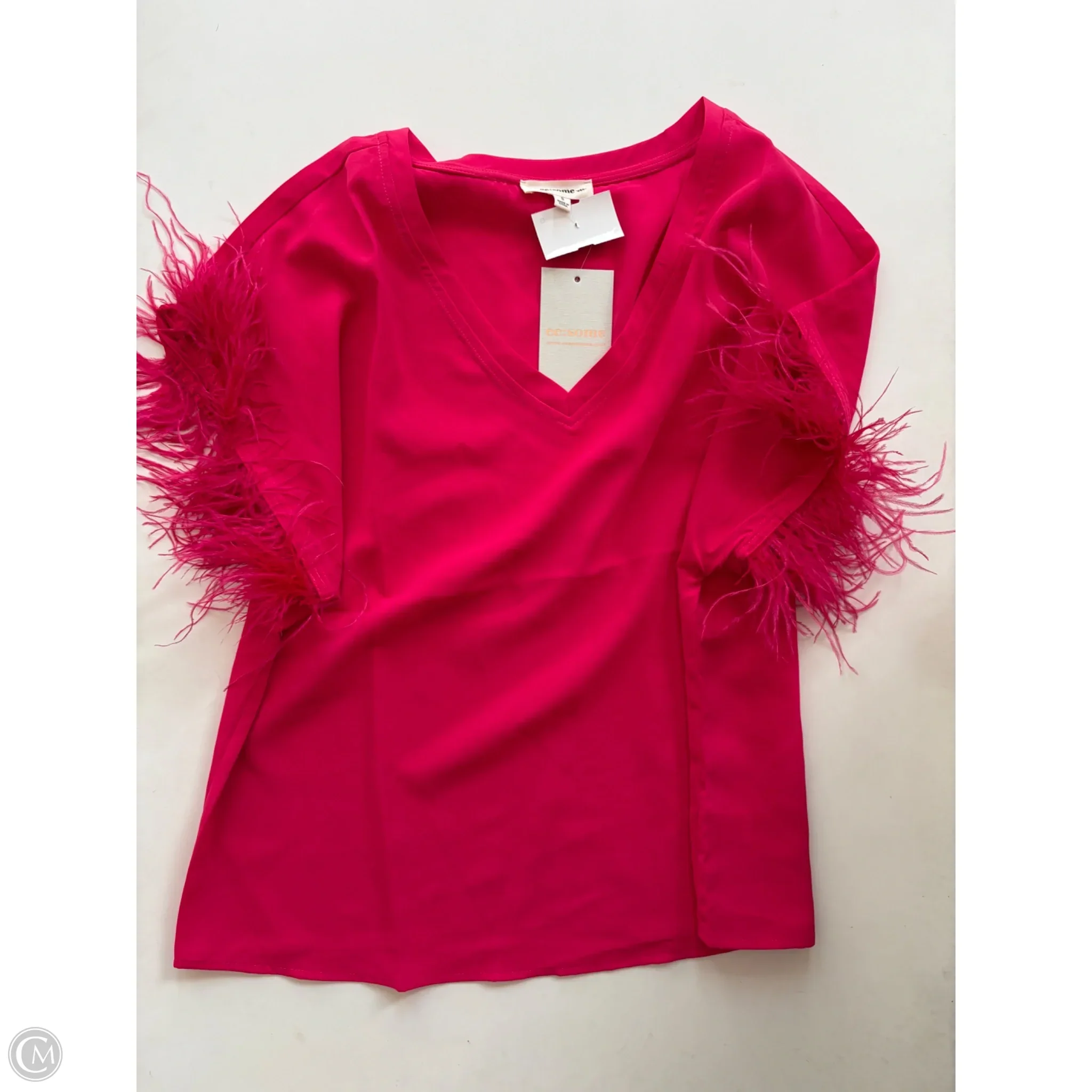 Blouse Short Sleeve By Ee Some In Pink, Size: M - Image 1