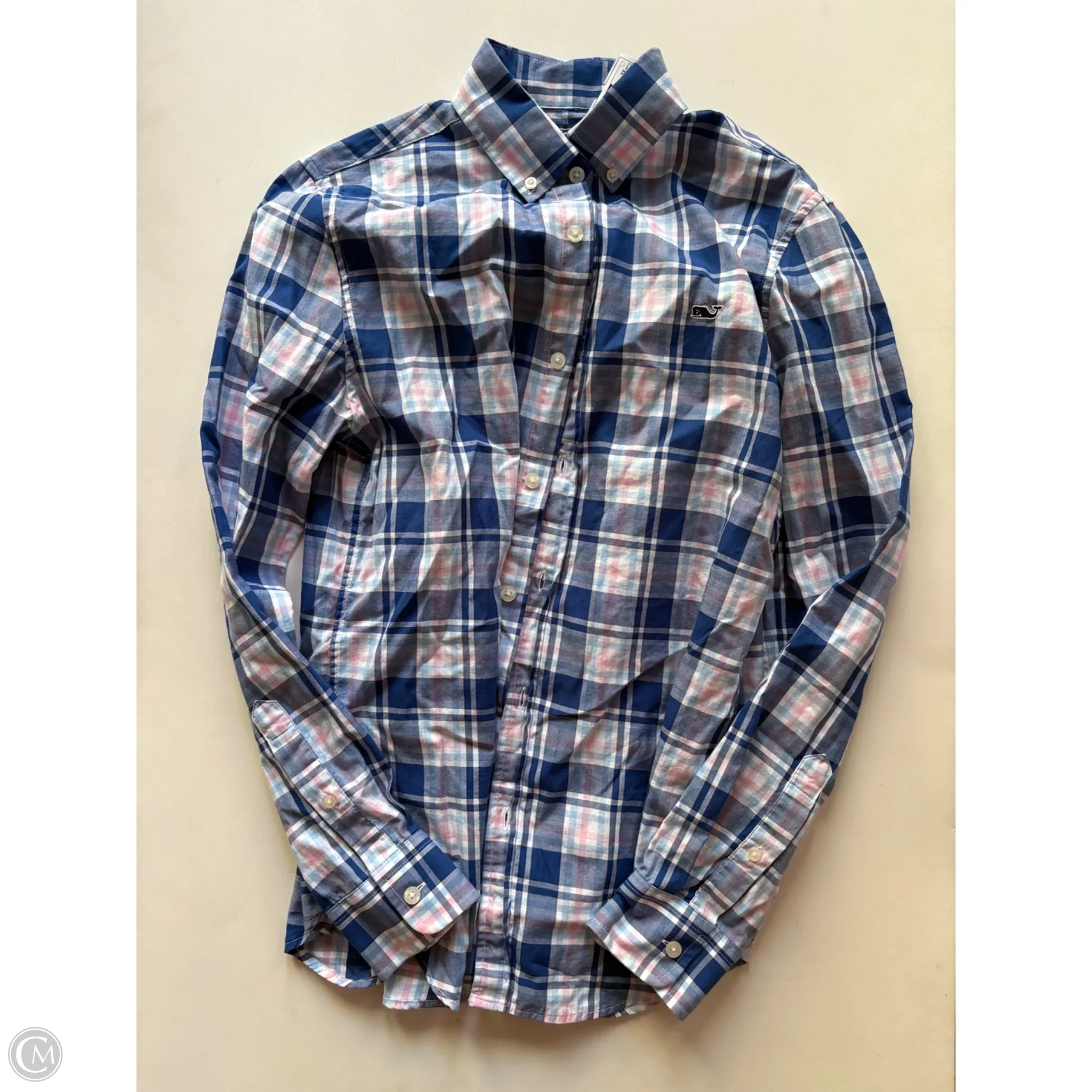 Blouse Long Sleeve By Vineyard Vines In Plaid Pattern, Size: Xs - Image 1