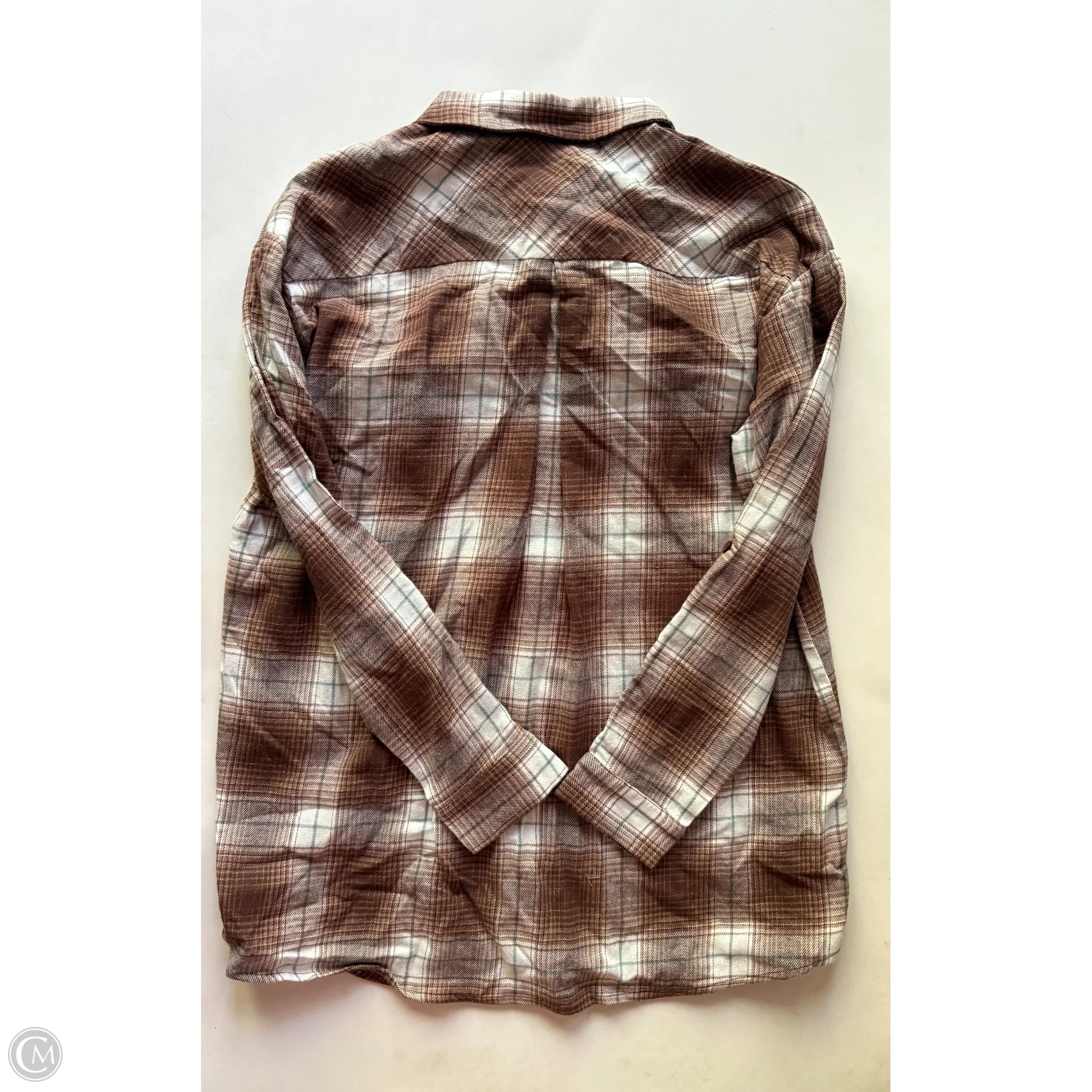 Blouse Long Sleeve By vine and love In Plaid Pattern, Size: S - Image 2