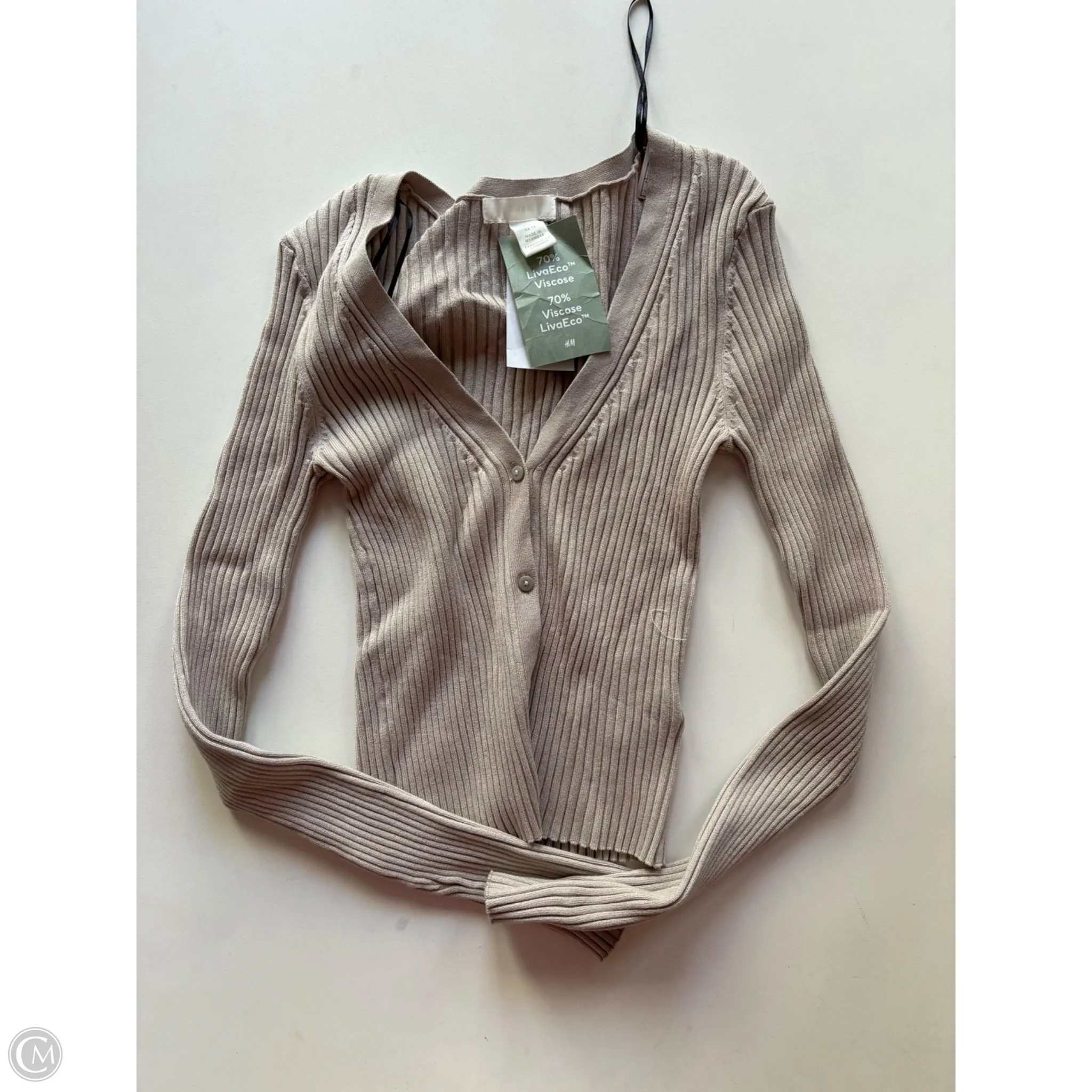 Blouse Long Sleeve By H&m In Tan, Size: Xs - Image 1