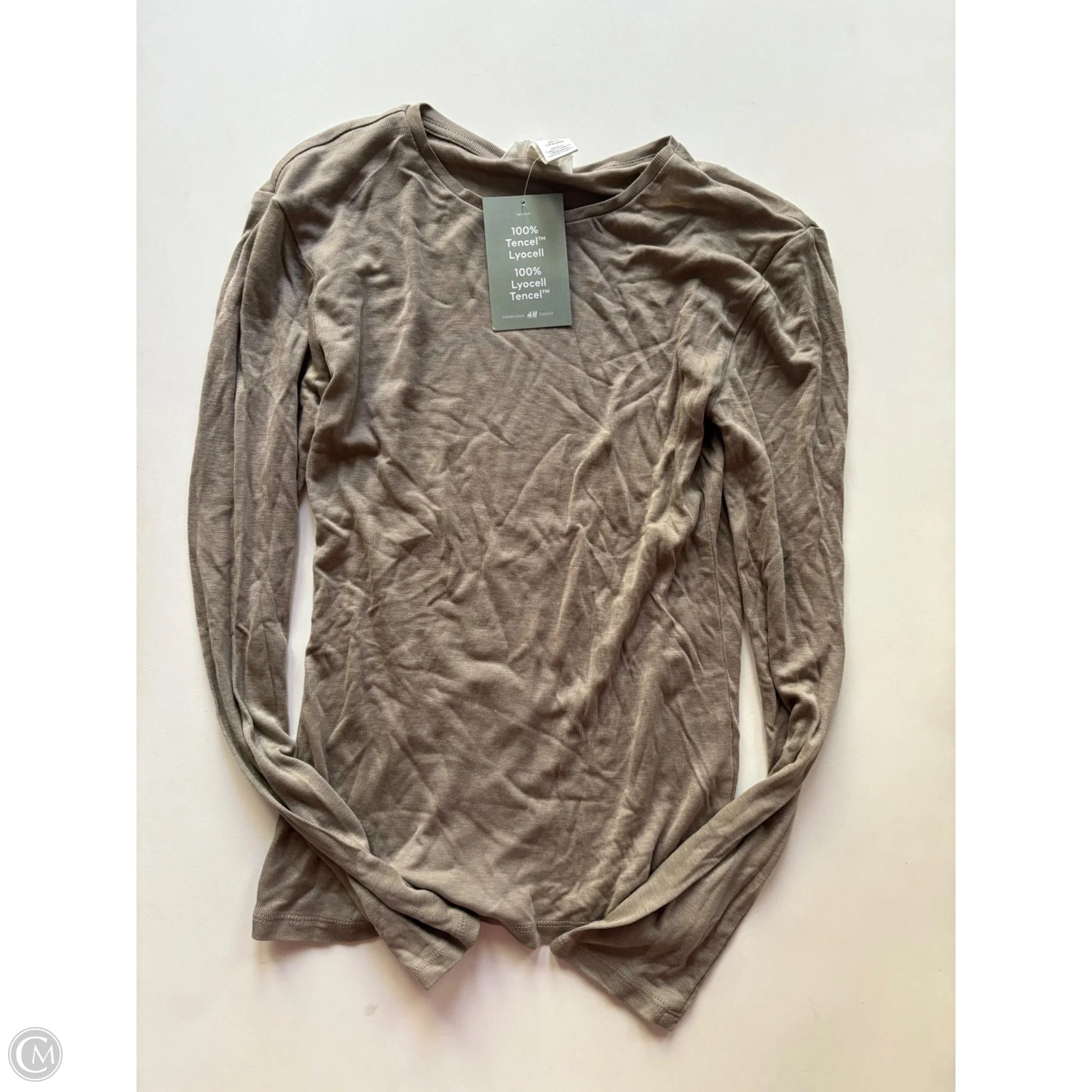 Blouse Long Sleeve By H&m In Tan, Size: S - Image 1