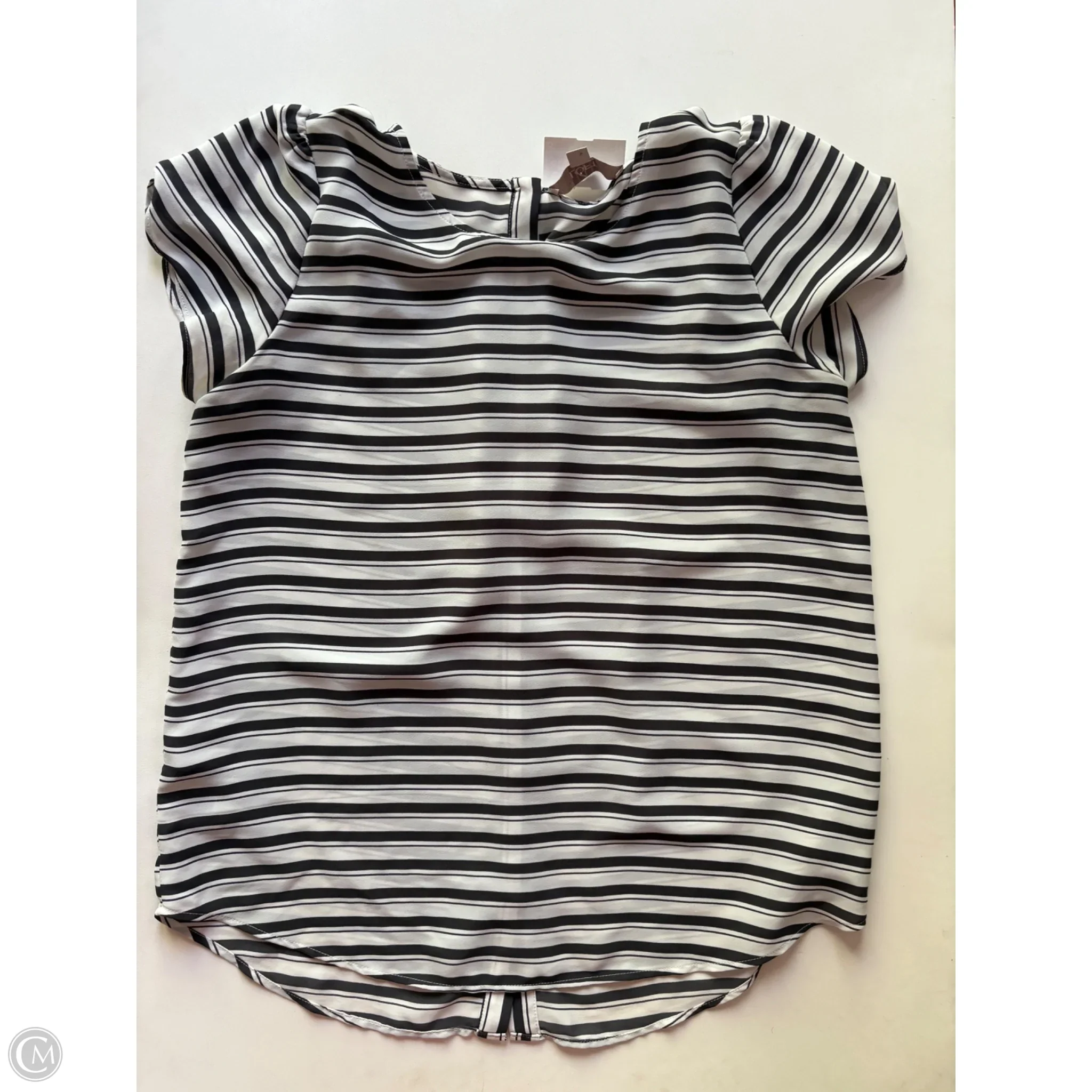 Blouse Short Sleeve By Loft In Striped Pattern, Size: M - Image 1