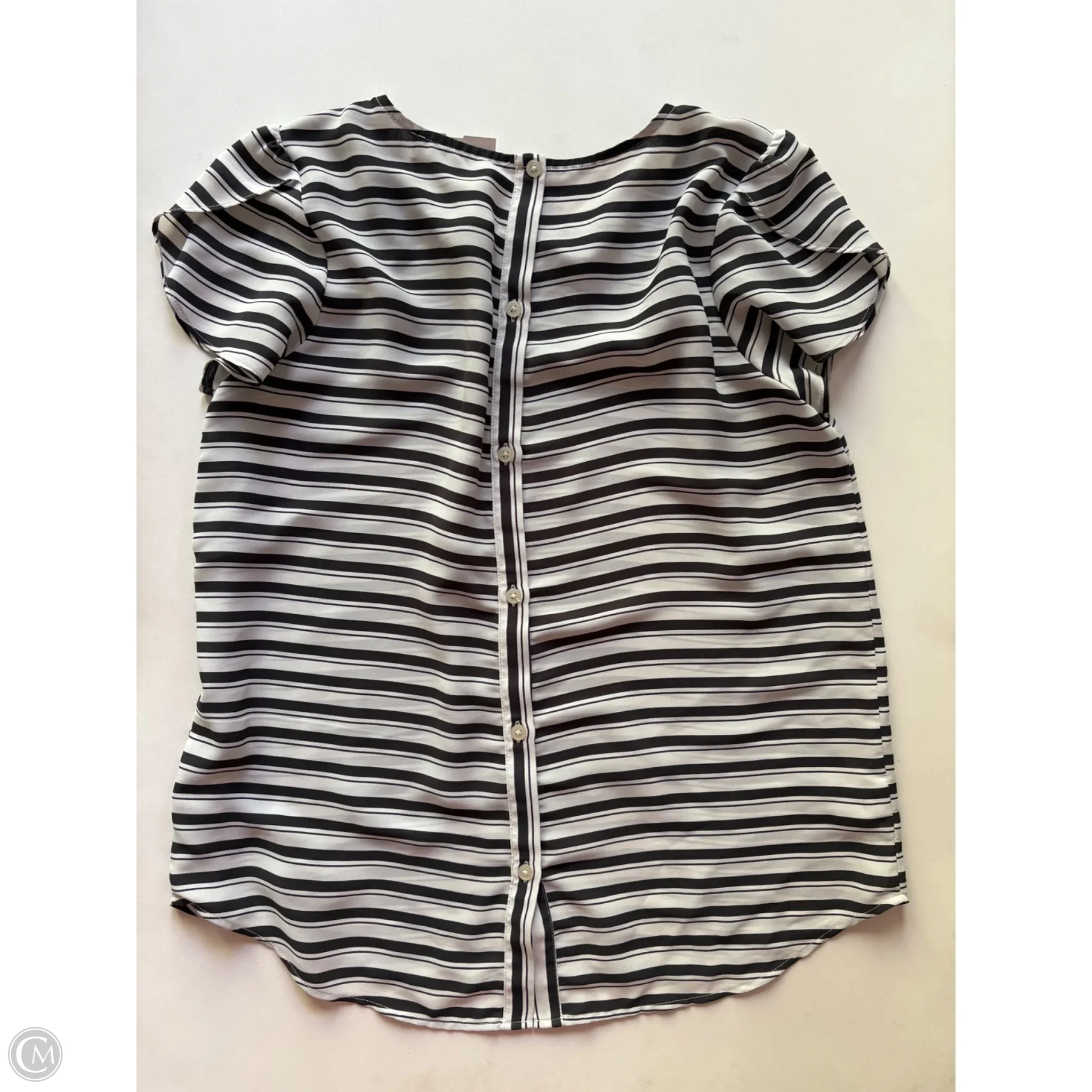 Blouse Short Sleeve By Loft In Striped Pattern, Size: M - Image 2