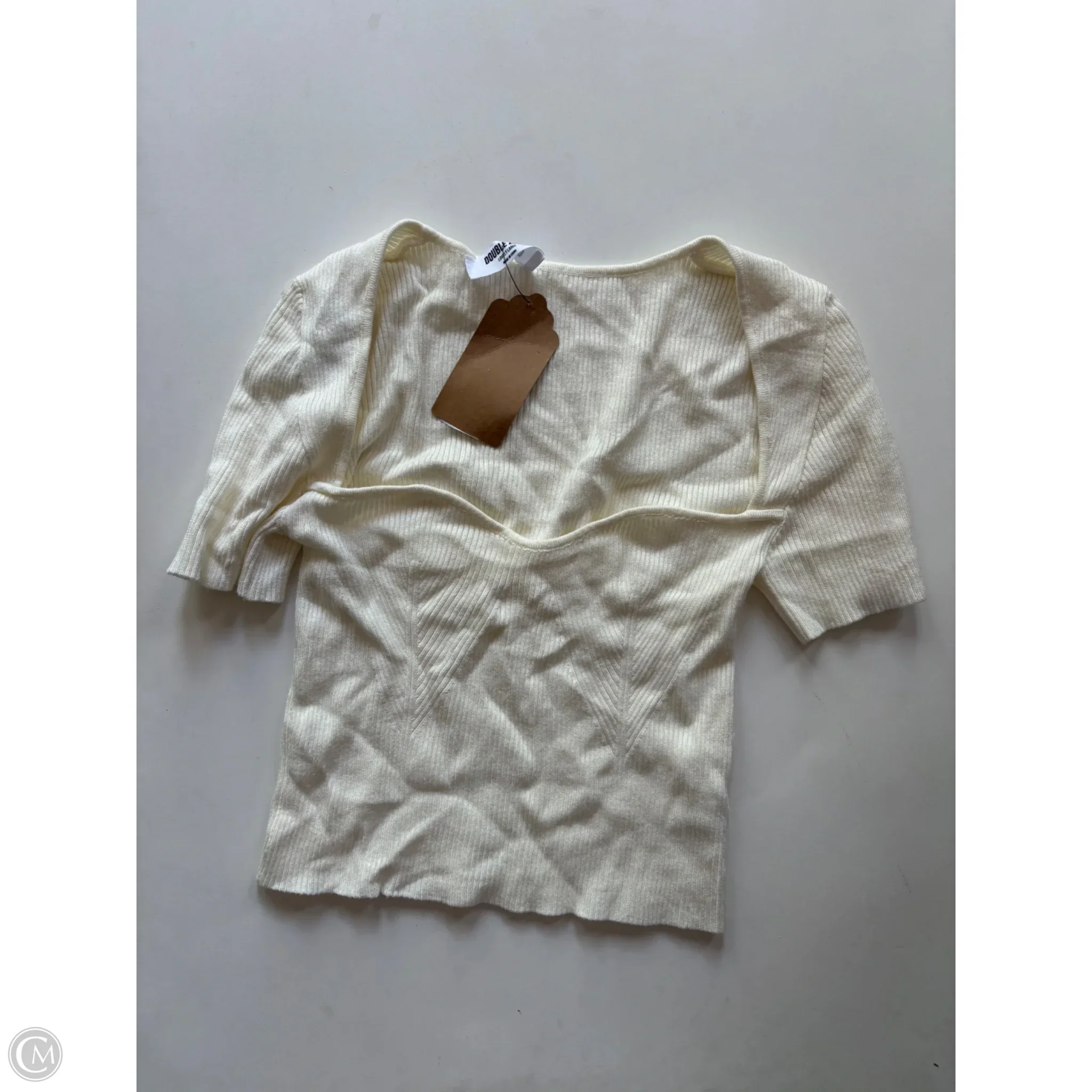 Blouse Short Sleeve By Double Zero In Cream, Size: L - Image 1