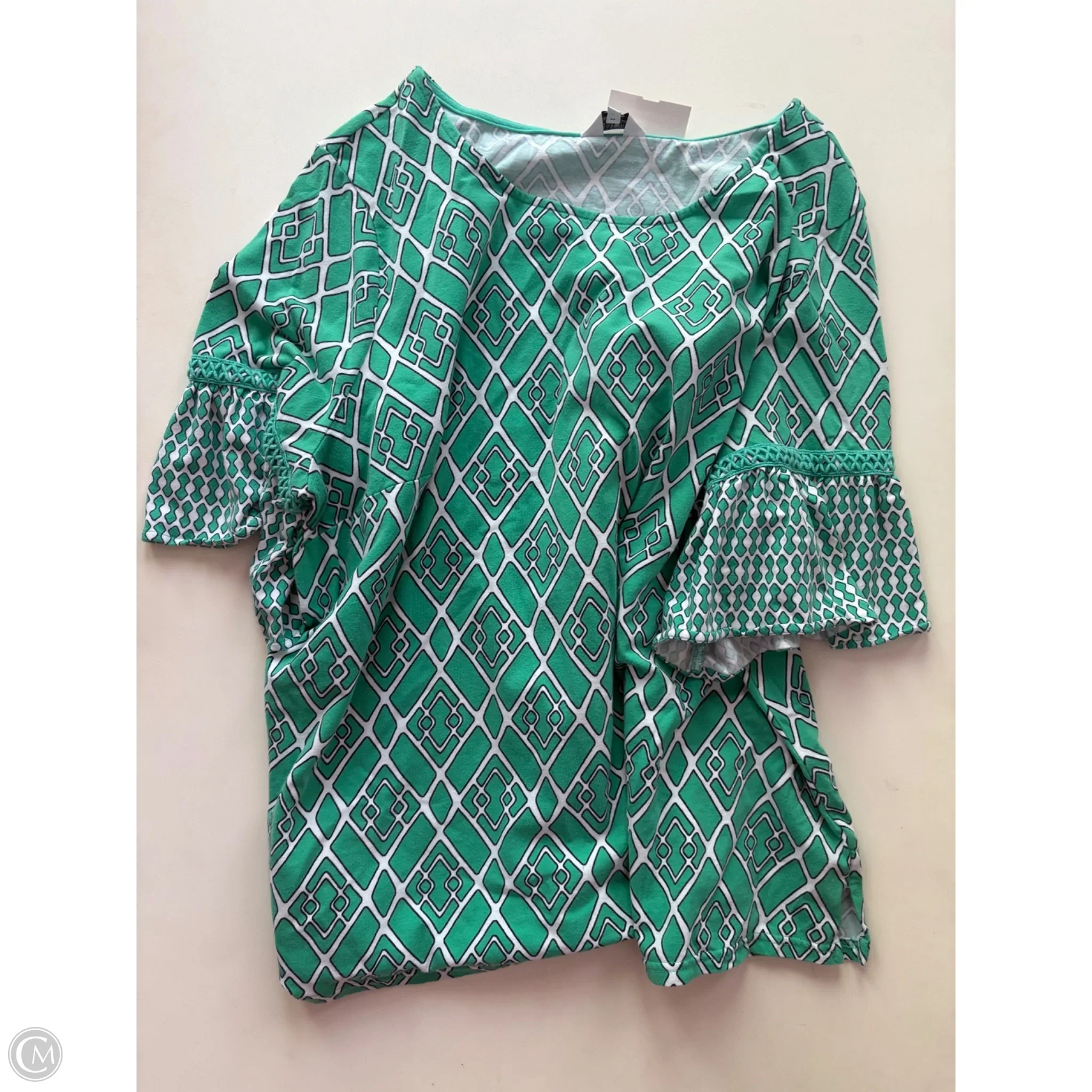 Blouse Short Sleeve By Crown And Ivy In Green, Size: 2x - Image 1