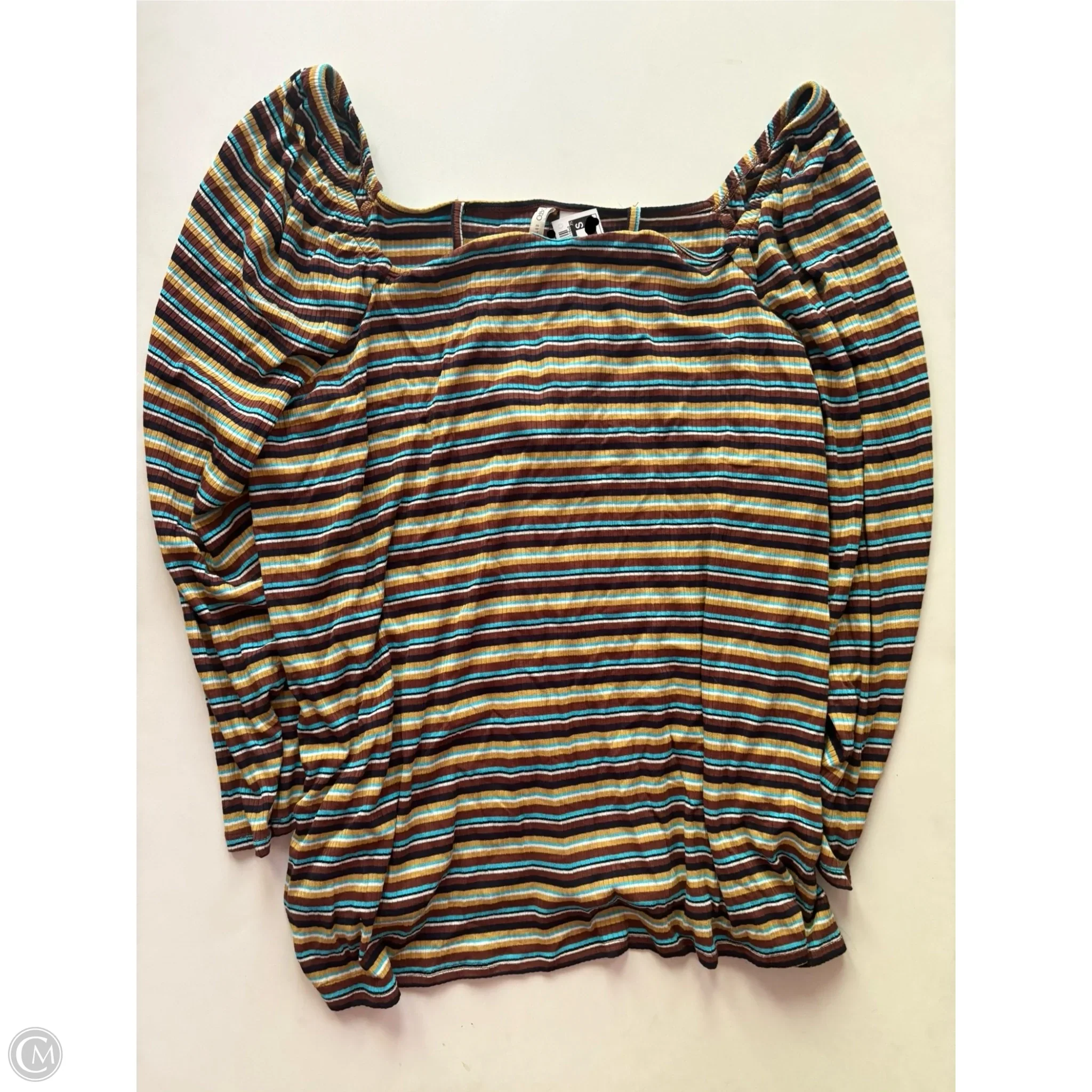 Blouse Long Sleeve By Cato In Striped Pattern, Size: 18 - Image 1