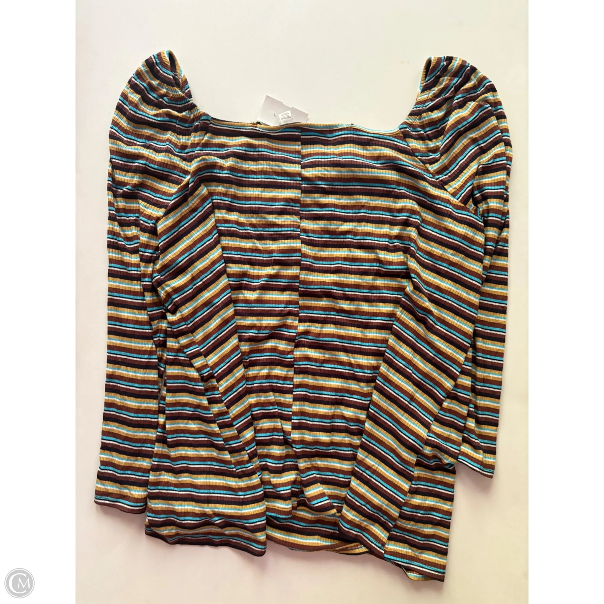 Blouse Long Sleeve By Cato In Striped Pattern, Size: 18 - Image 2