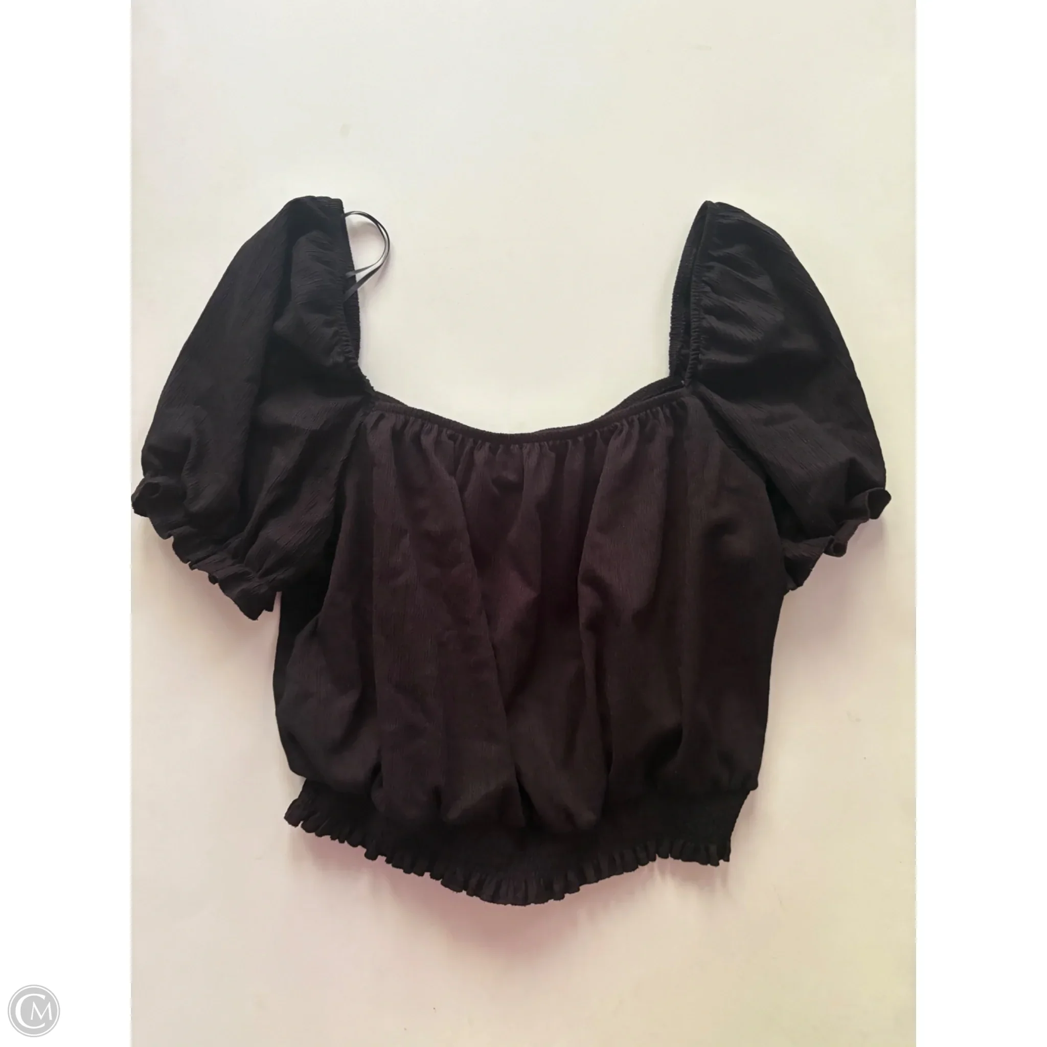 Blouse Short Sleeve By H&m In Black, Size: L - Image 1