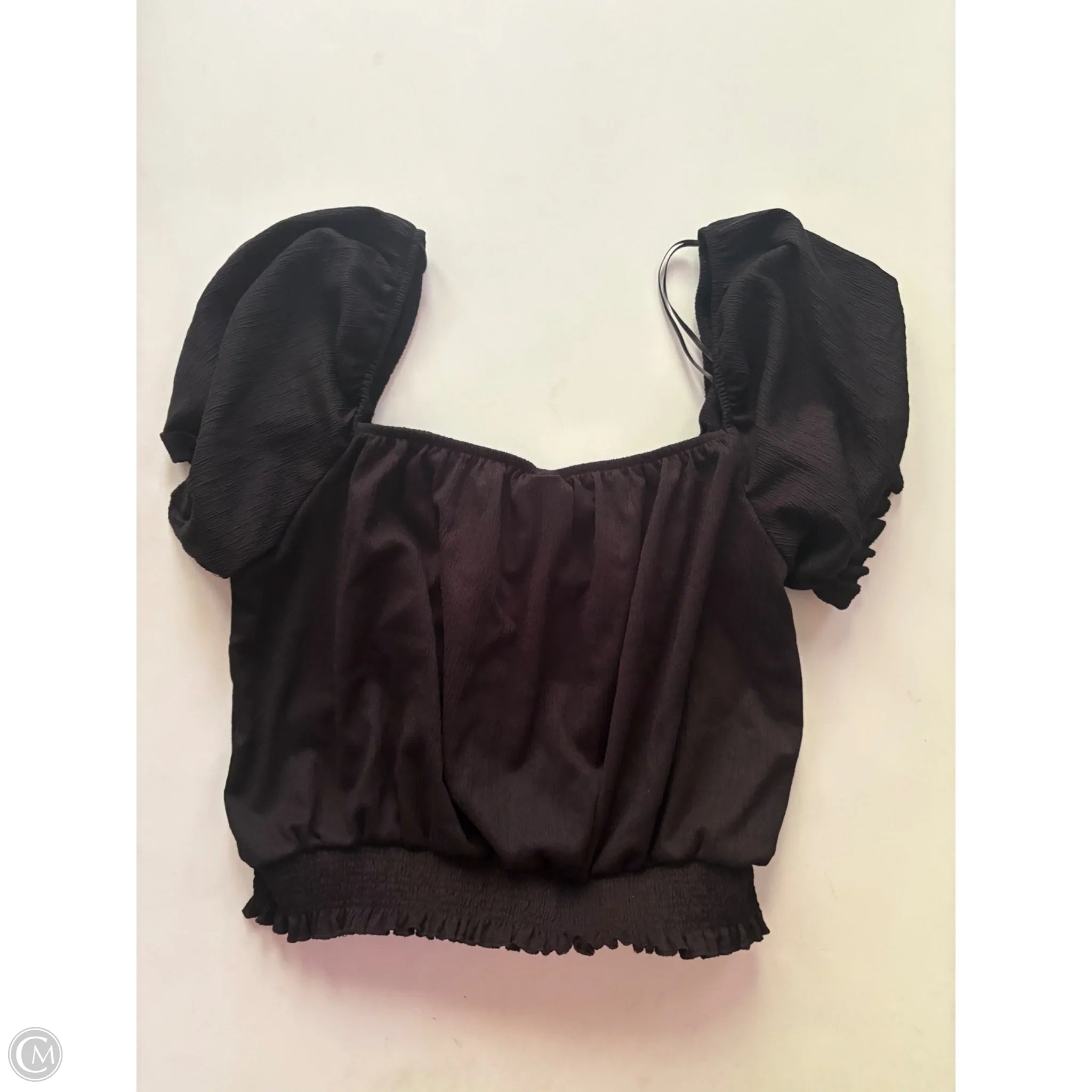 Blouse Short Sleeve By H&m In Black, Size: L - Image 2