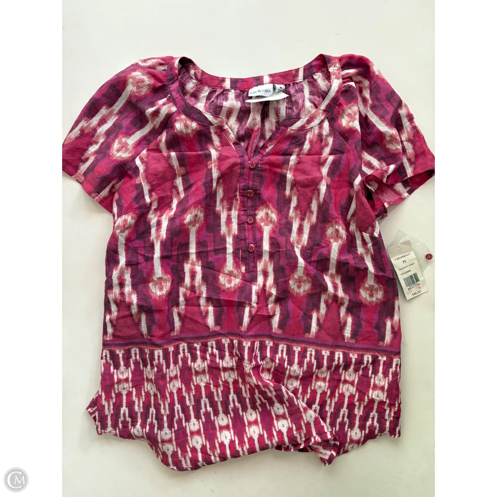 Blouse Short Sleeve By Kim Rogers In Multi-colored, Size: M - Image 1