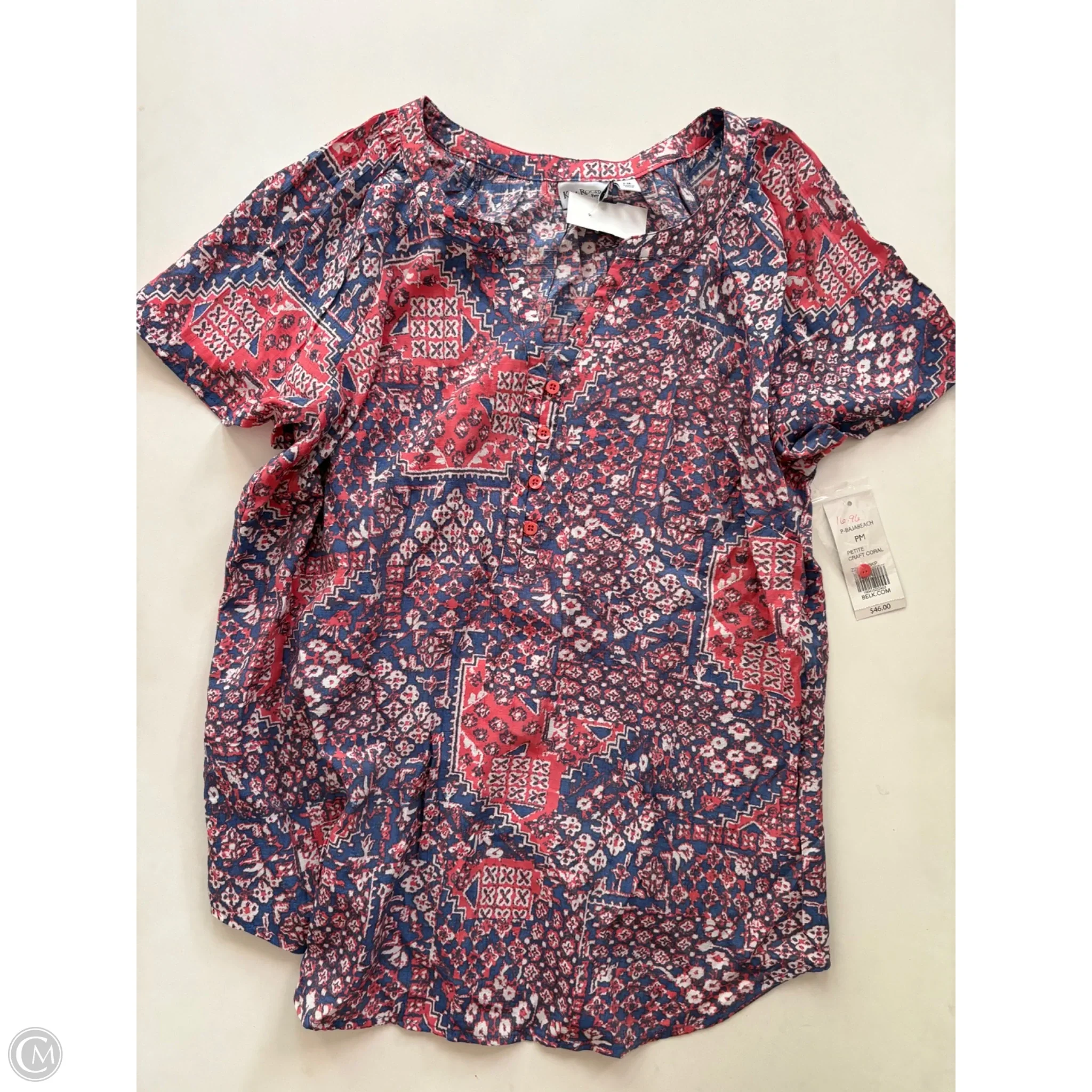 Blouse Short Sleeve By Kim Rogers In Multi-colored, Size: Mp - Image 1