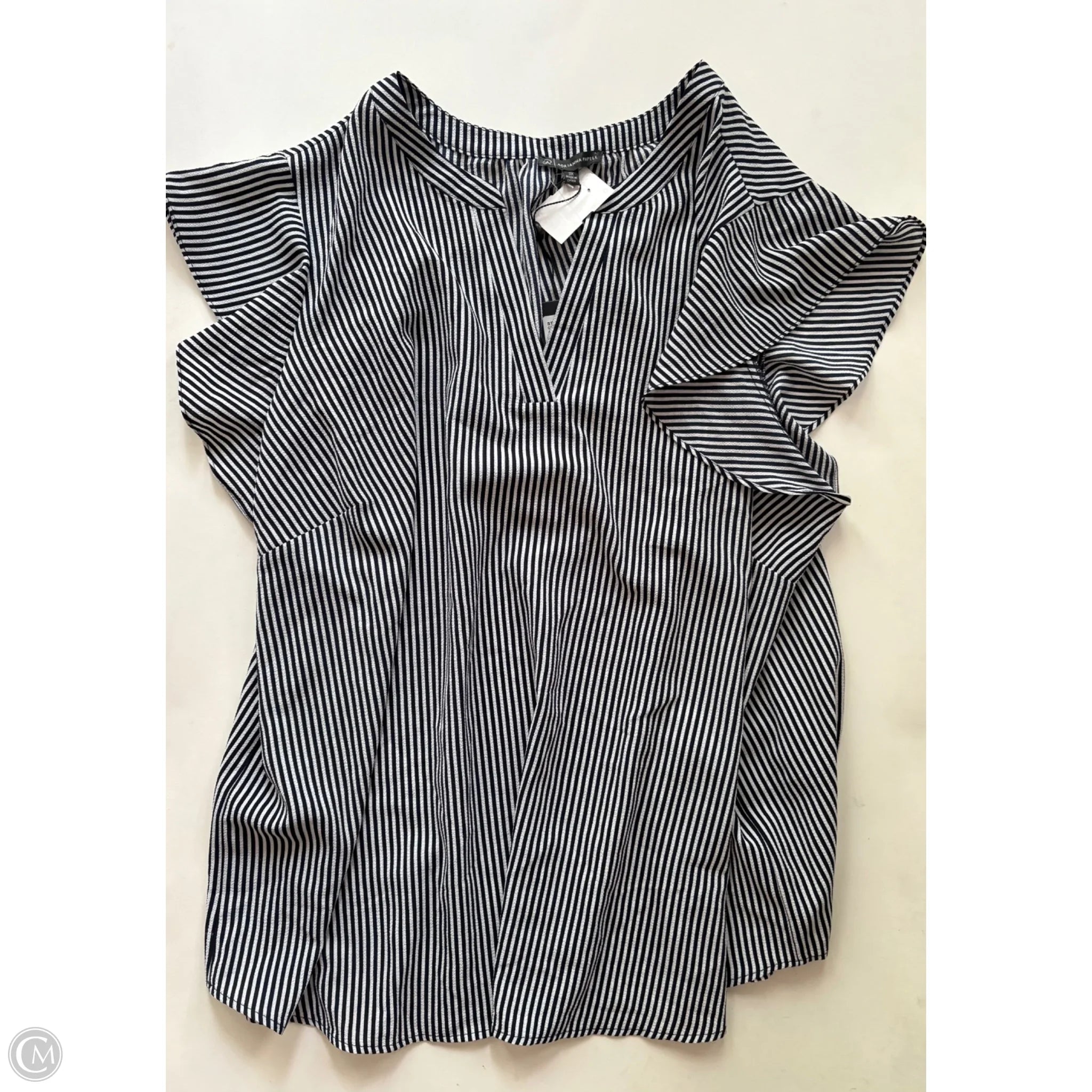 Blouse Short Sleeve By Adrianna Papell In Striped Pattern, Size: 3x - Image 1