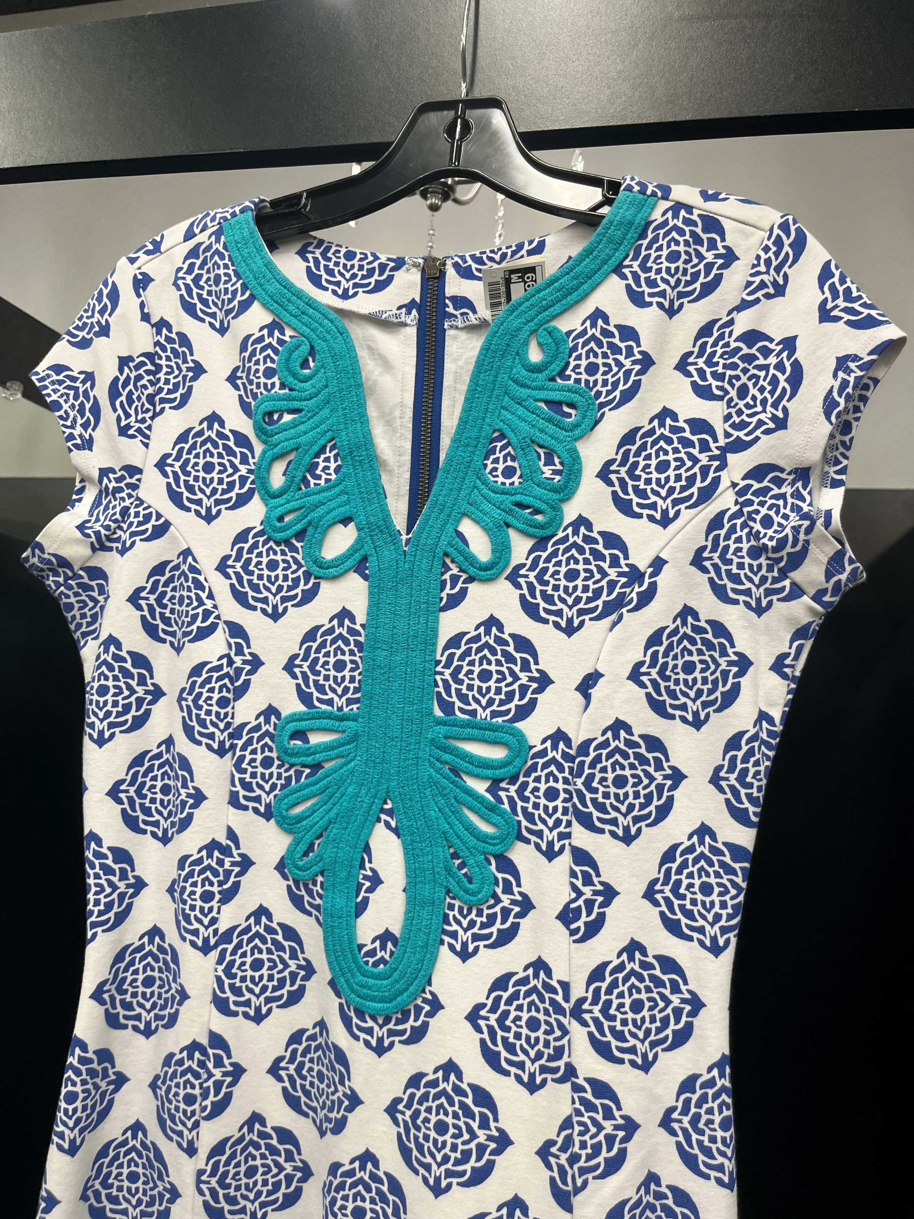 Blue White Dress Casual Midi Hatley, Size S - Image 3