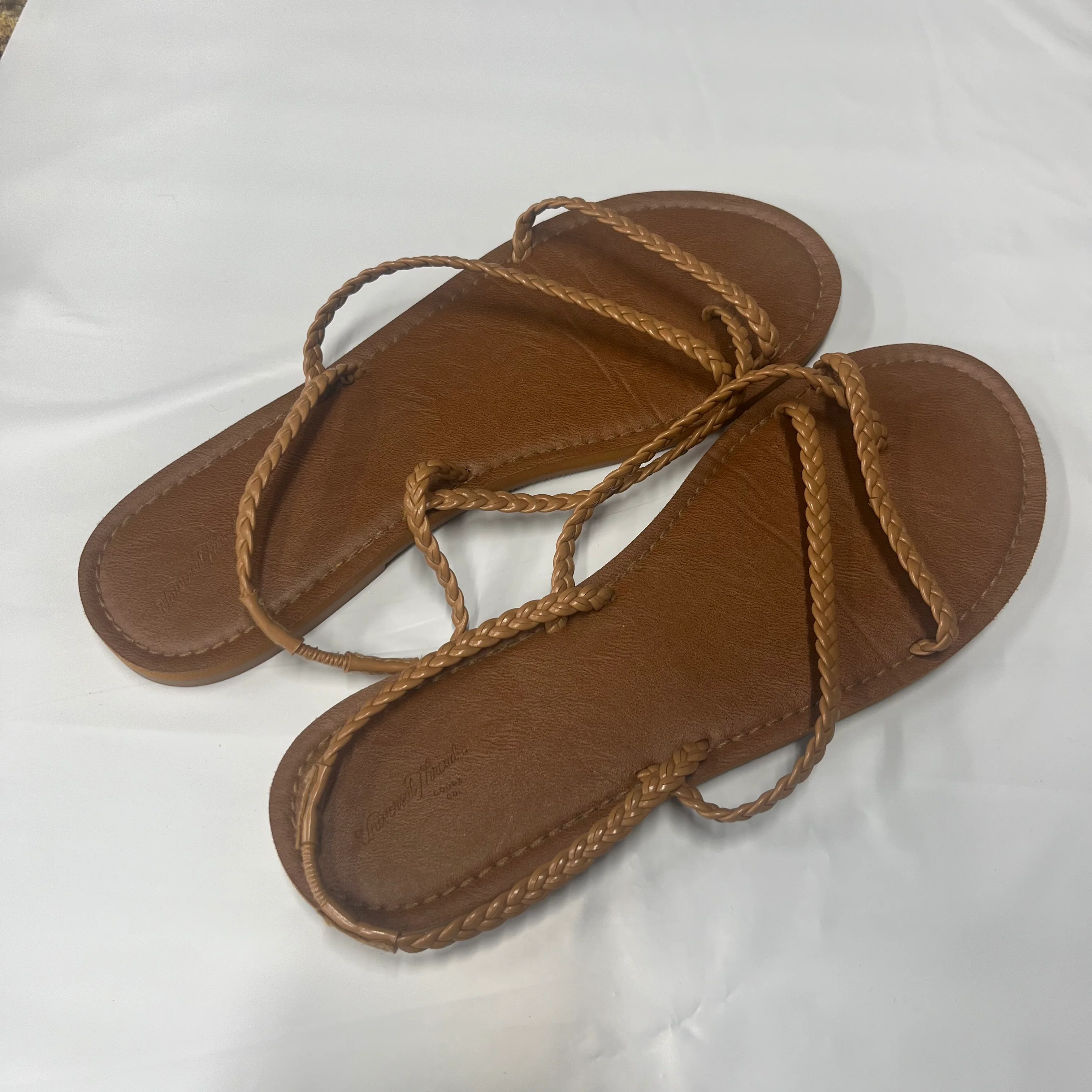Brown Sandals Flats Universal Thread, Size 11 - Image 2