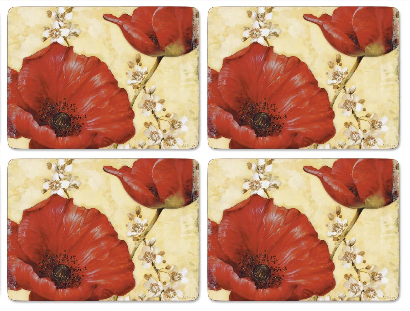 Cork Placemats Set, Poppy de Villeneuve