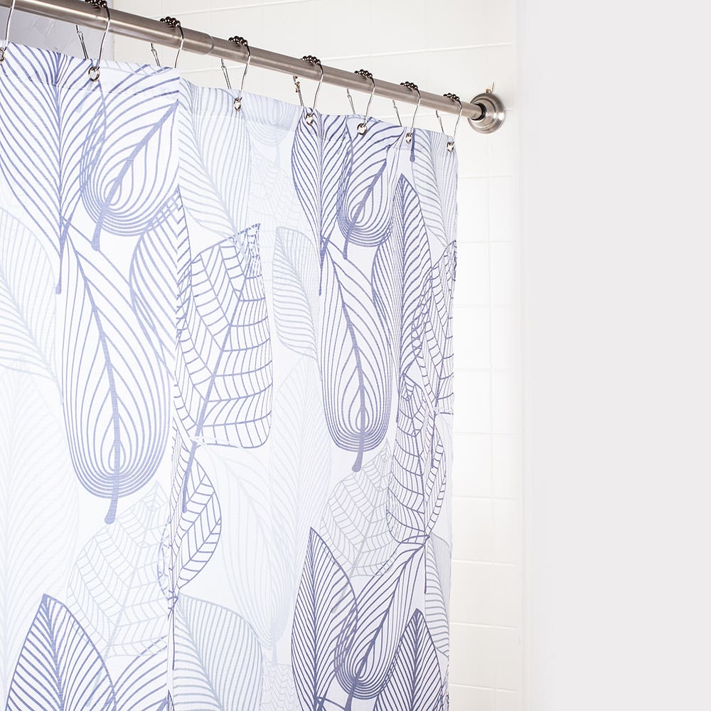 Shower Curtain, Grey Leaves - Image 1