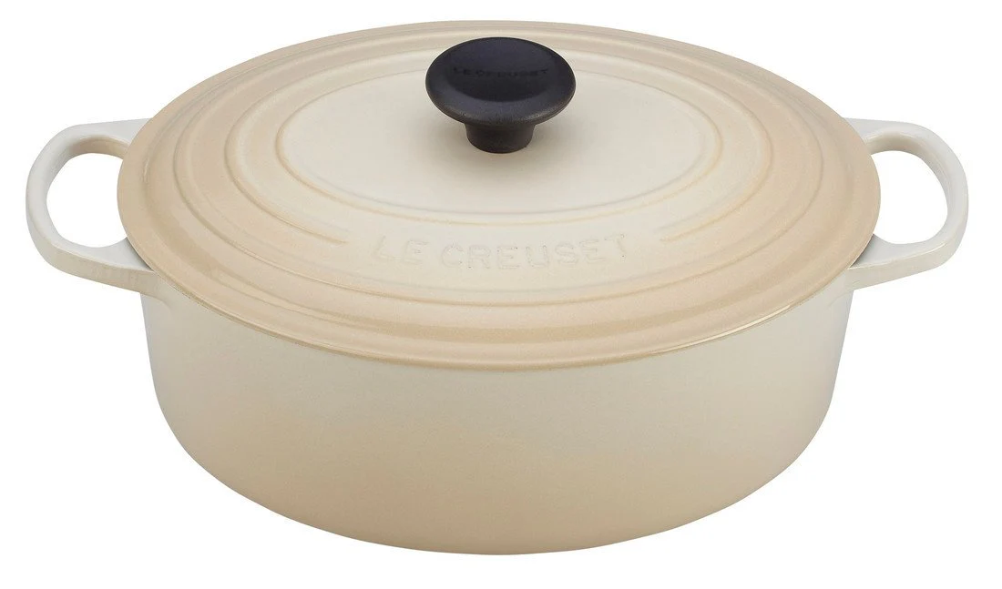 Oval Dutch Ovens, Meringue Enameled Cast Iron - Image 1