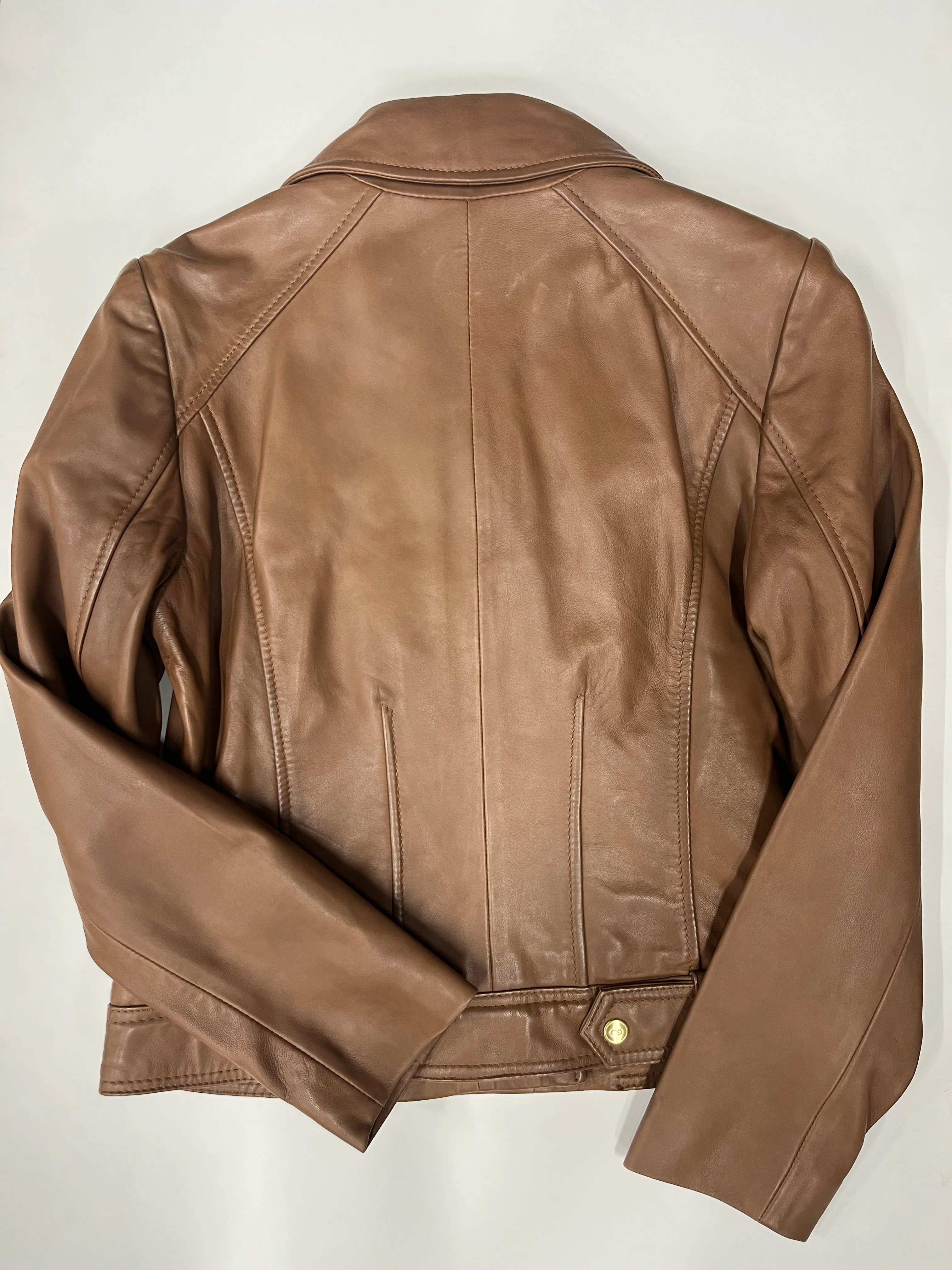 Cole Haan Full Zip Leather Jacket Brown NWT Size M - Image 2