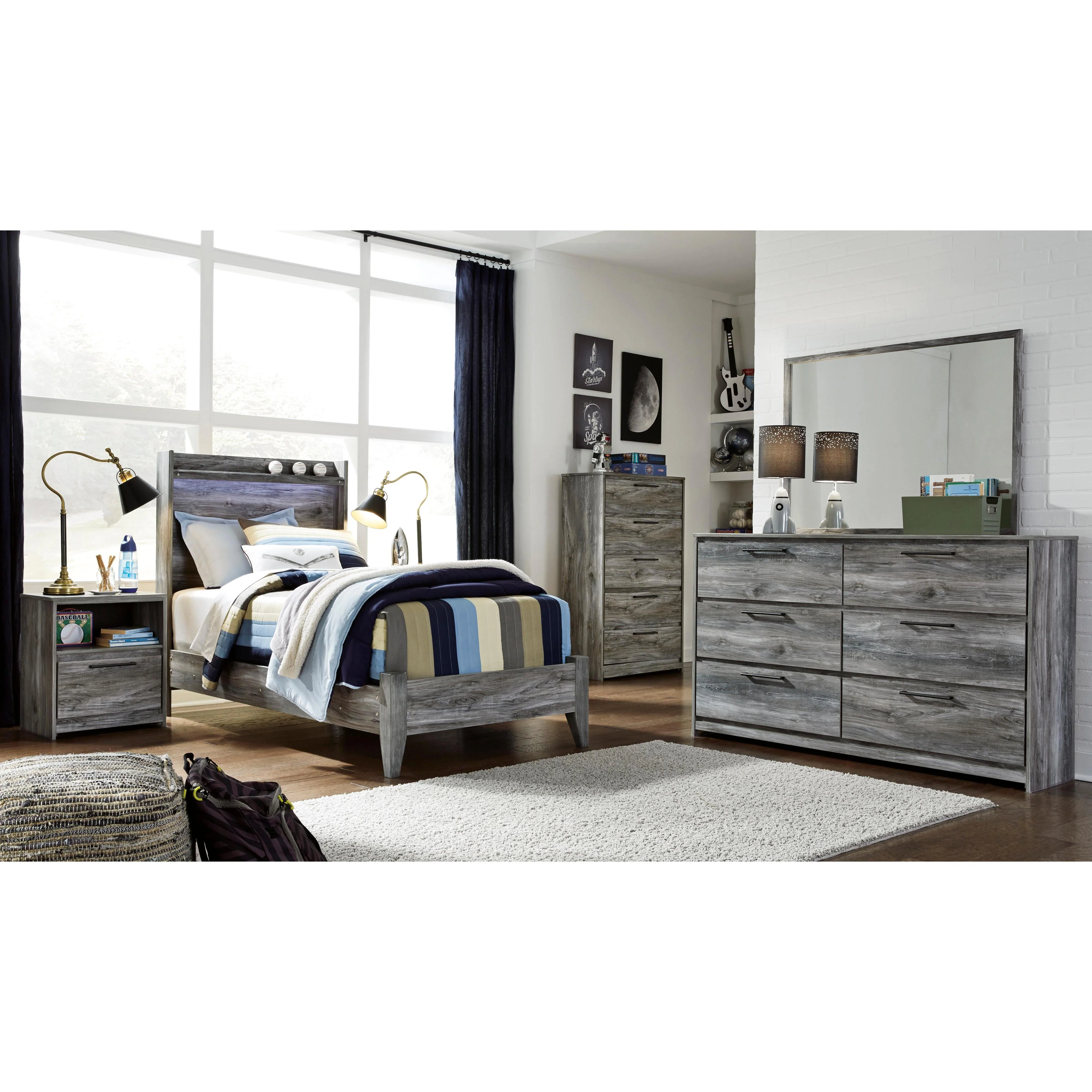 Signature Design by Ashley Baystorm B221 6 pc Twin Panel Bedroom Set - Image 1