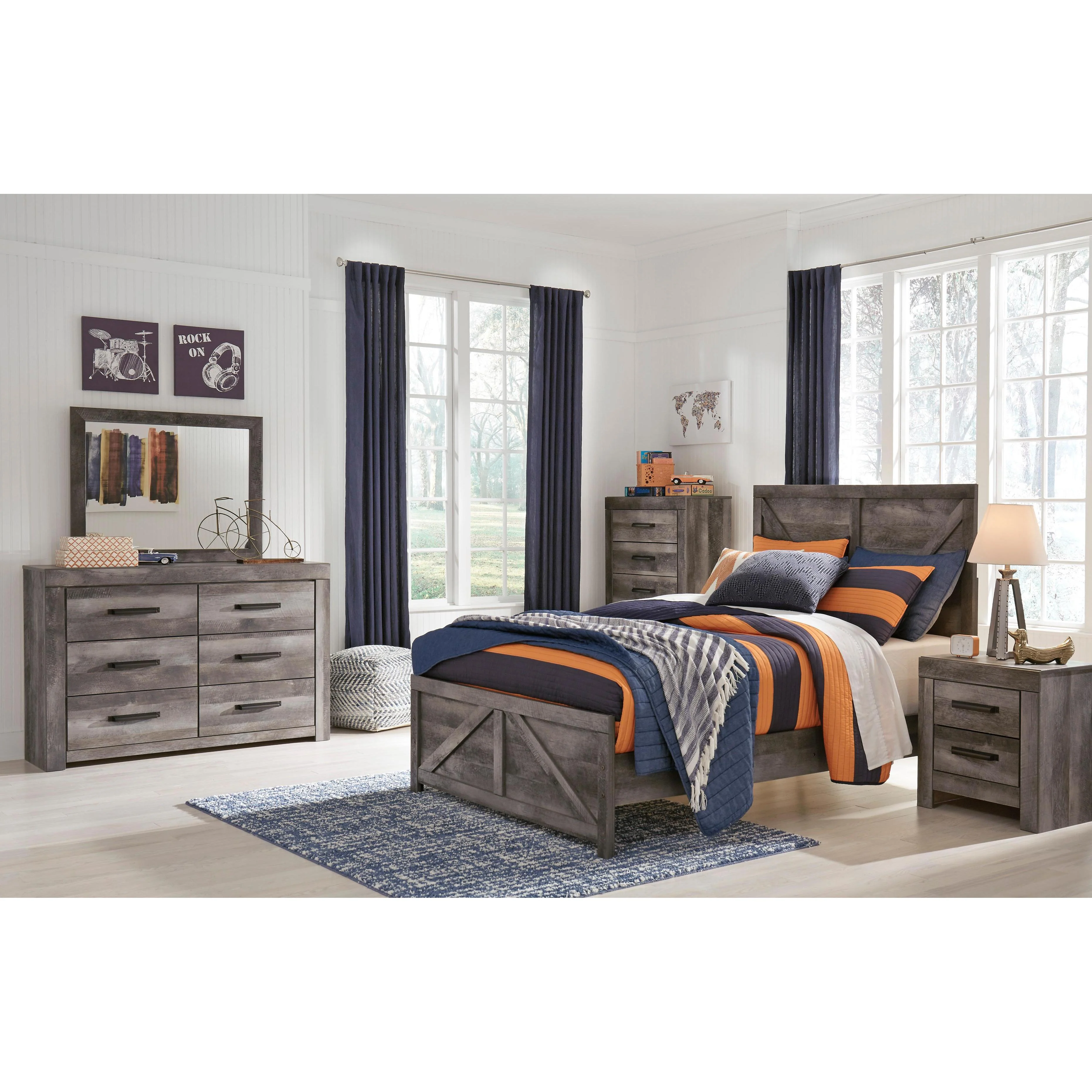 Signature Design by Ashley Wynnlow B440 6 pc Full Crossbuck Panel Bedroom Set - Image 1