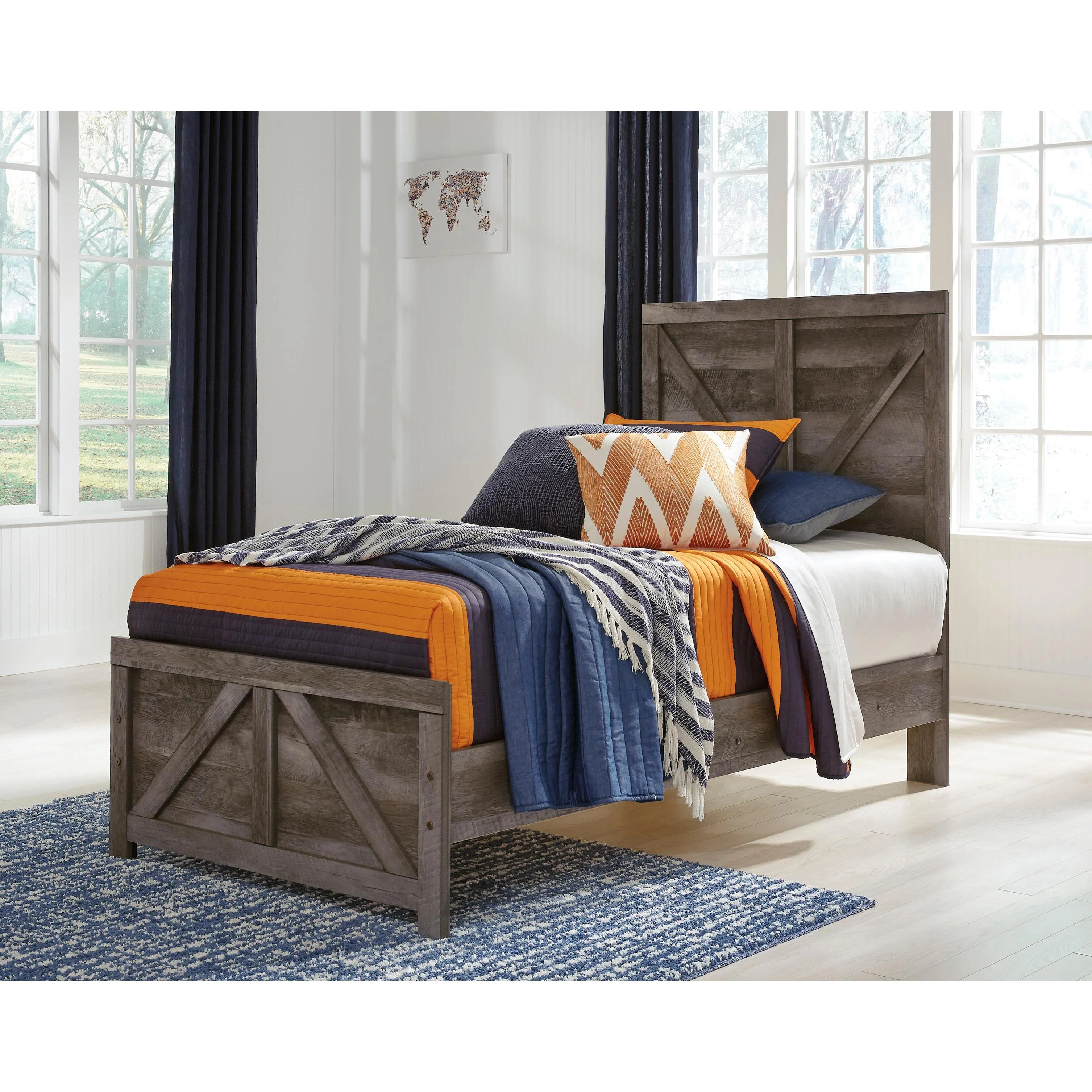 Signature Design by Ashley Wynnlow B440 6 pc Twin Crossbuck Panel Bedroom Set - Image 2