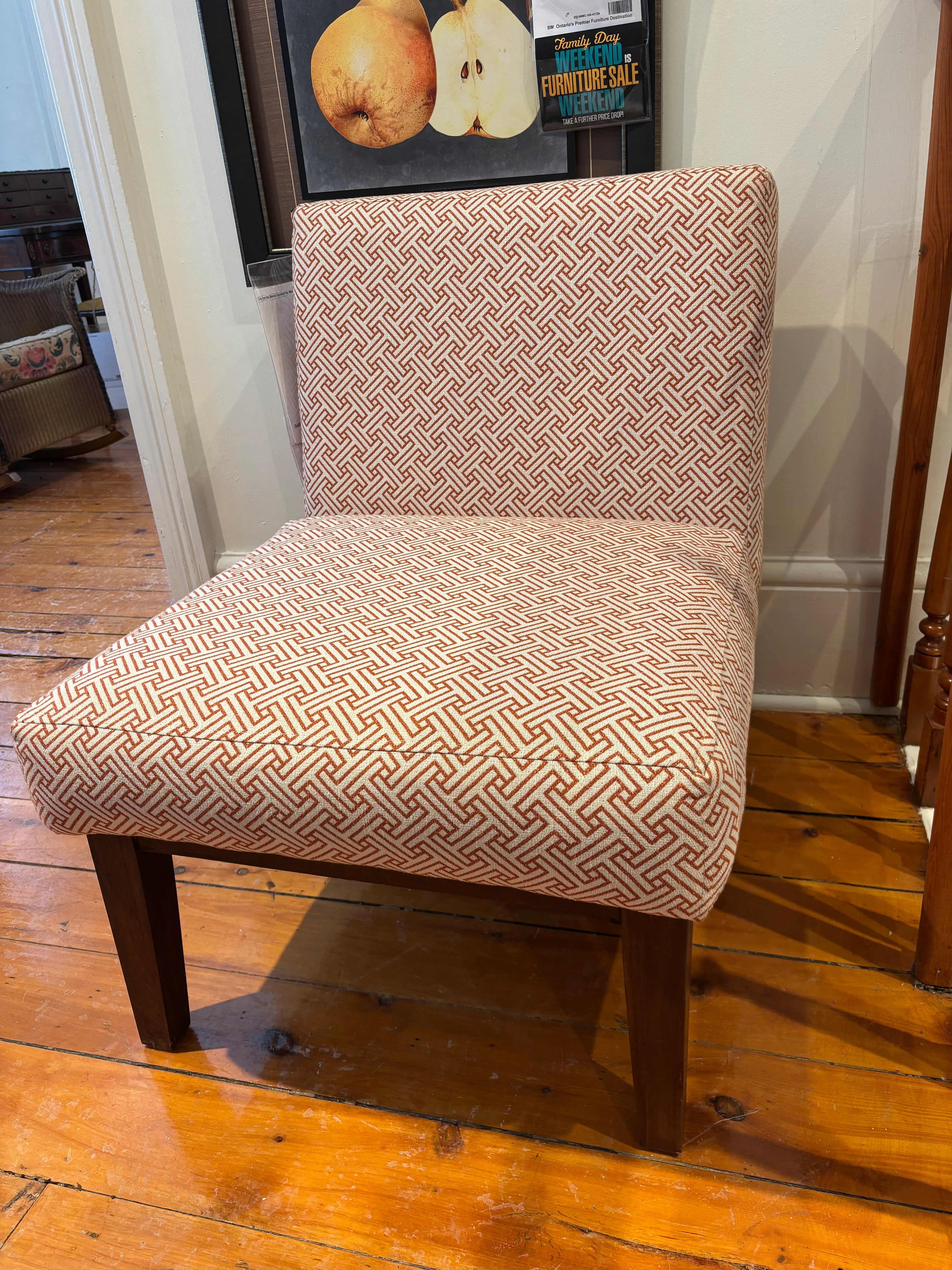 Curated Lita Chair Fab: Stencial Cayenne/Fin Walnut